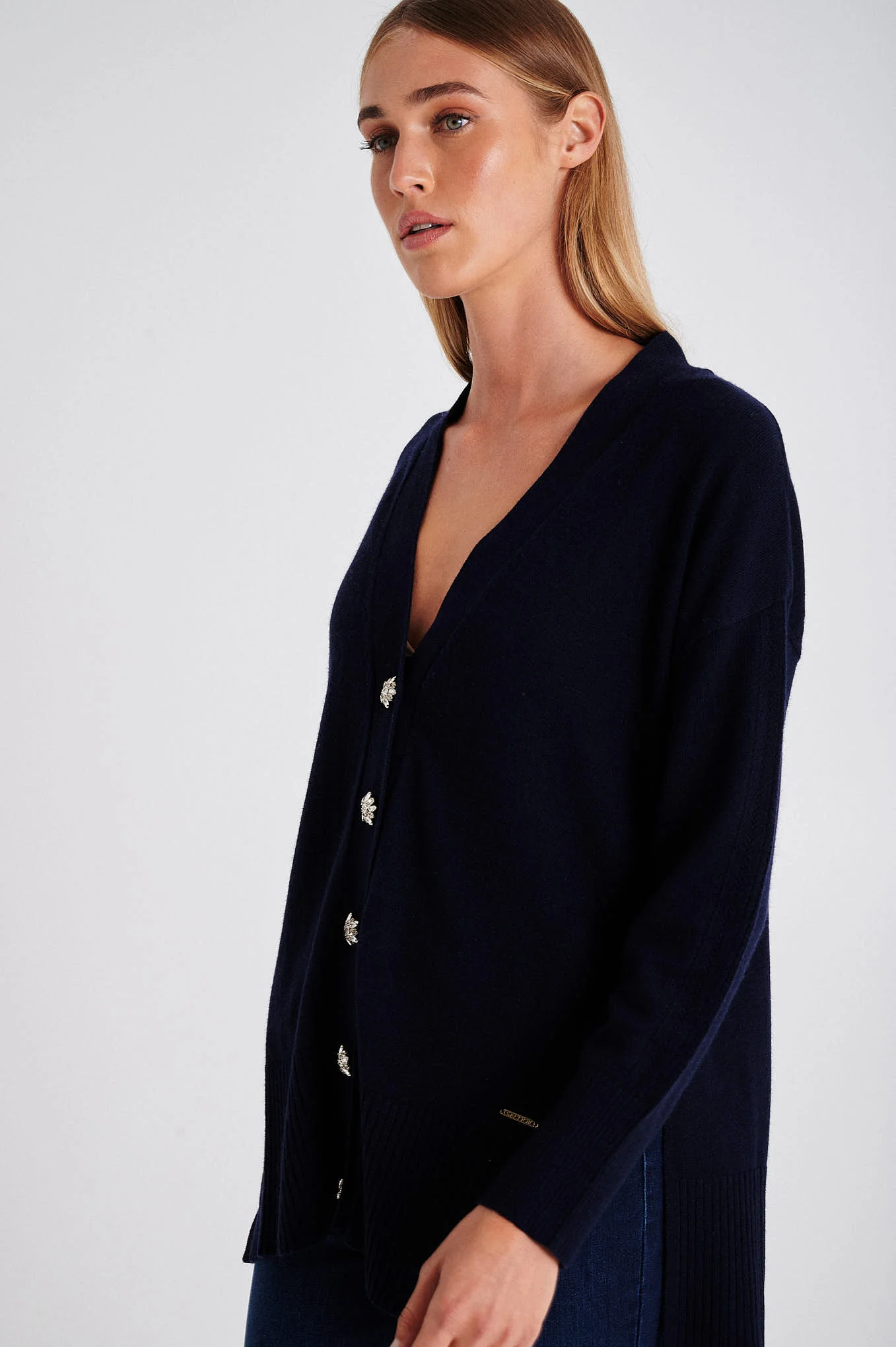 Long Cardigan with crystal buttons - Image 2