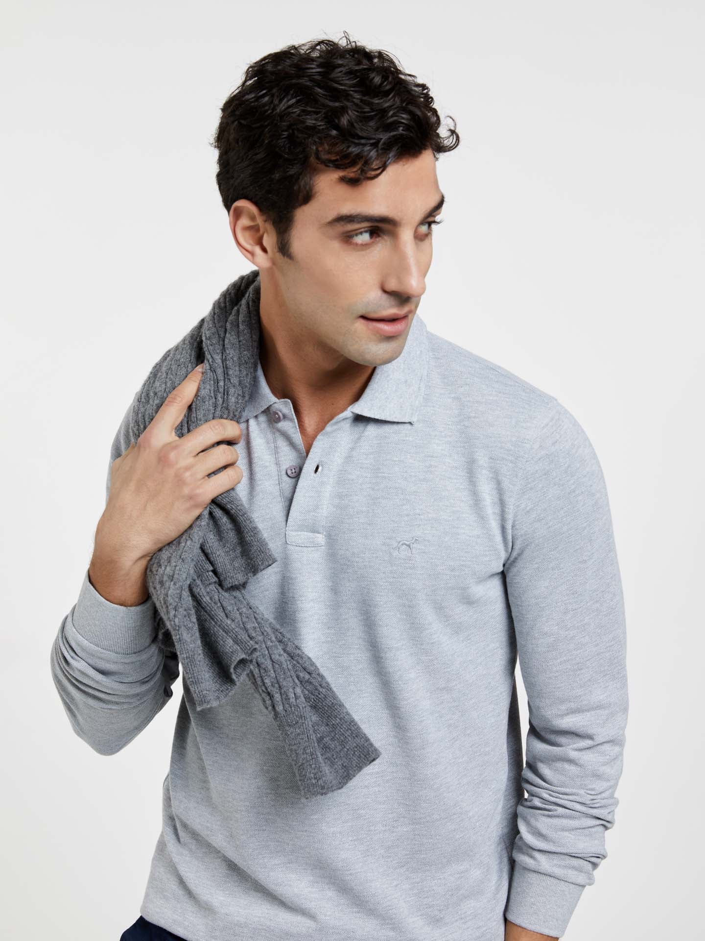 Long Sleeve Basic Polo Piqué Shirt - Image 5