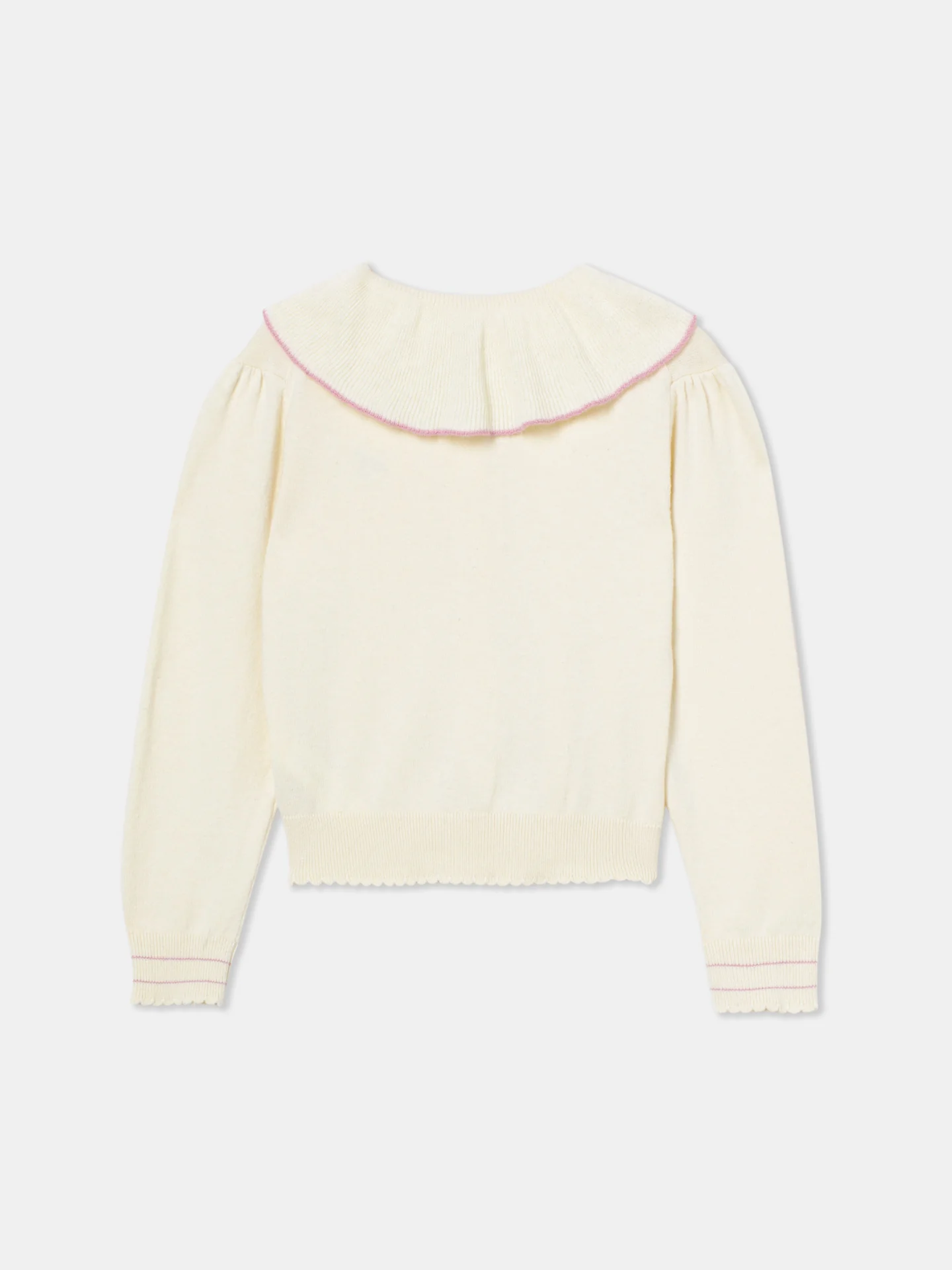 Long Sleeve Buttoned Cardigan with Collar Frill - Image 4