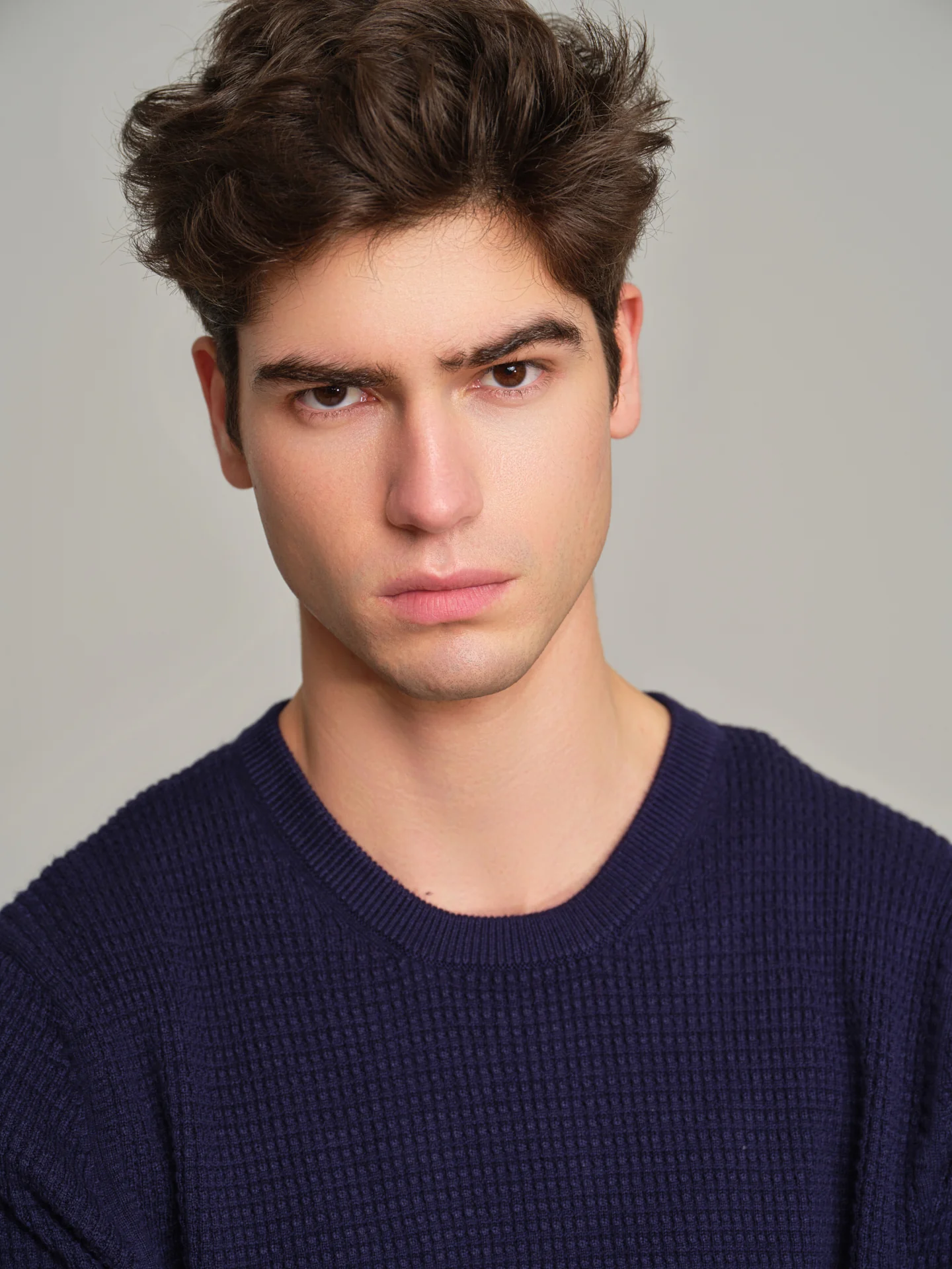 Long sleeve crew neck sweater with waffle knitting - Image 7