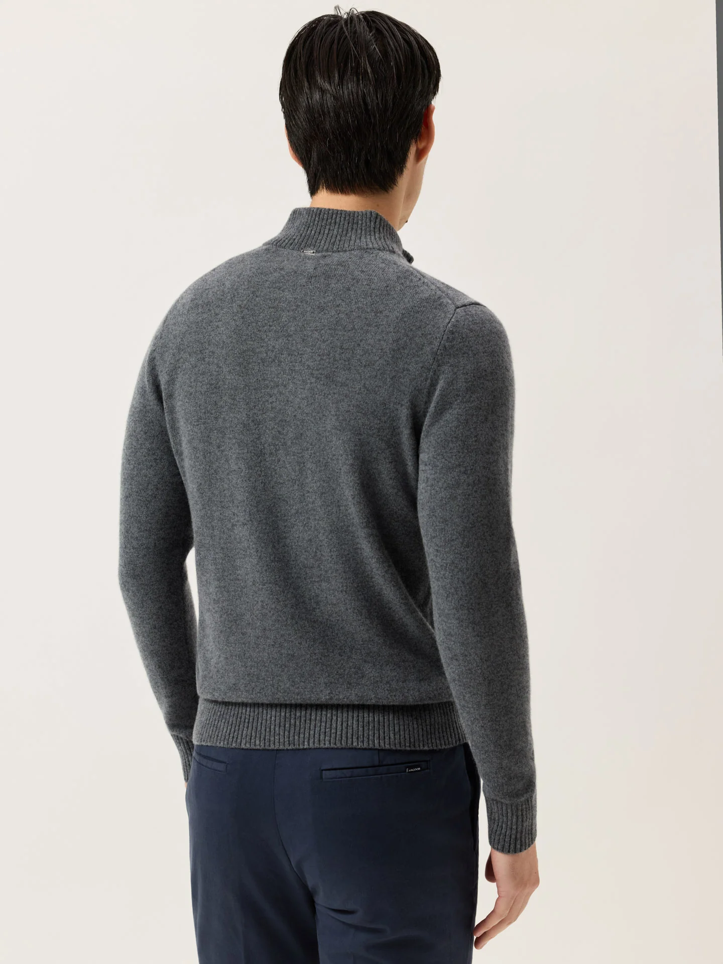 Long Sleeve Half-Zip Sweater In Pure Lambswool - Image 11