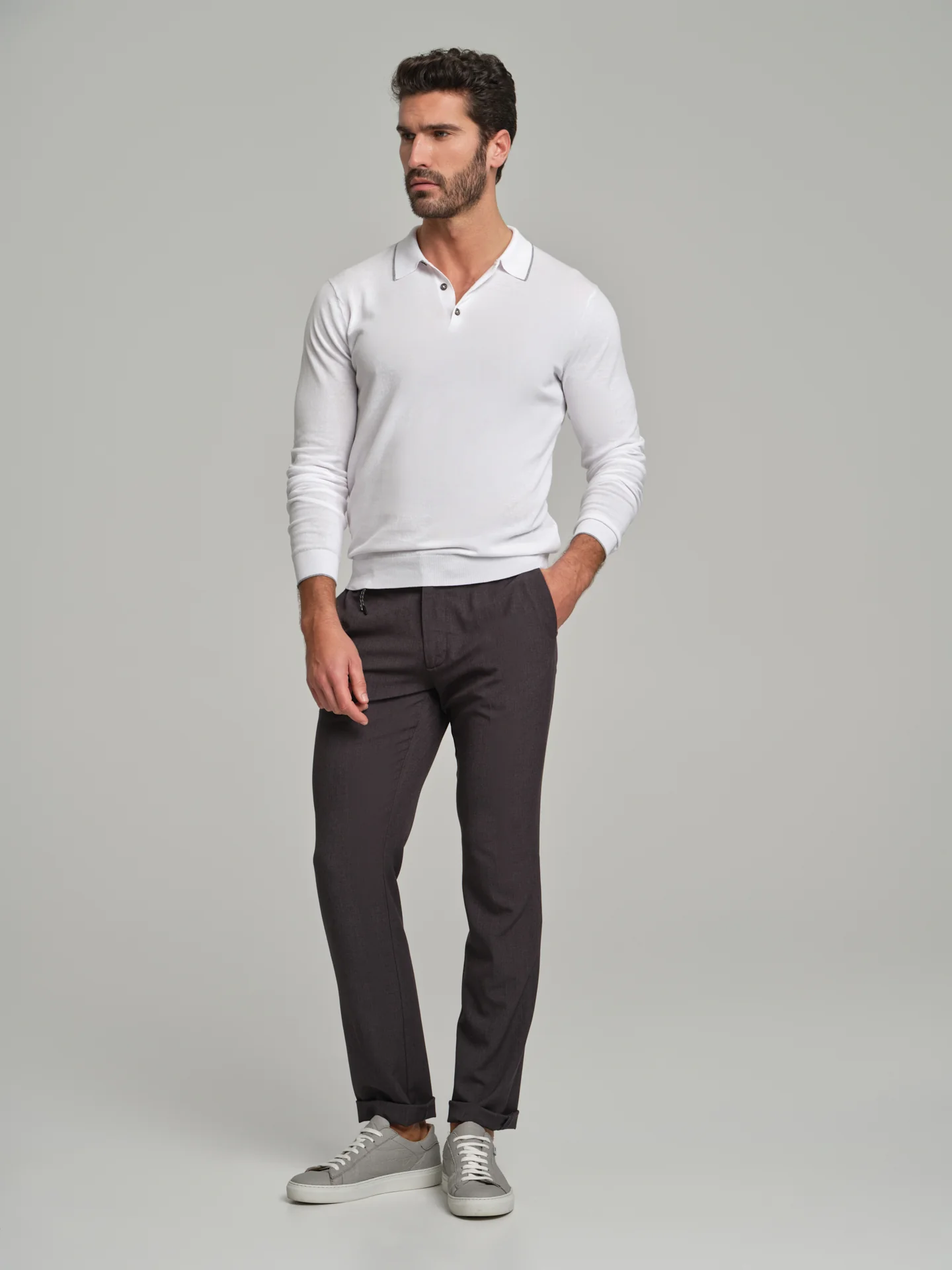 Long sleeve K-Easy high twisted cotton polo sweater Quick Dry - Image 7