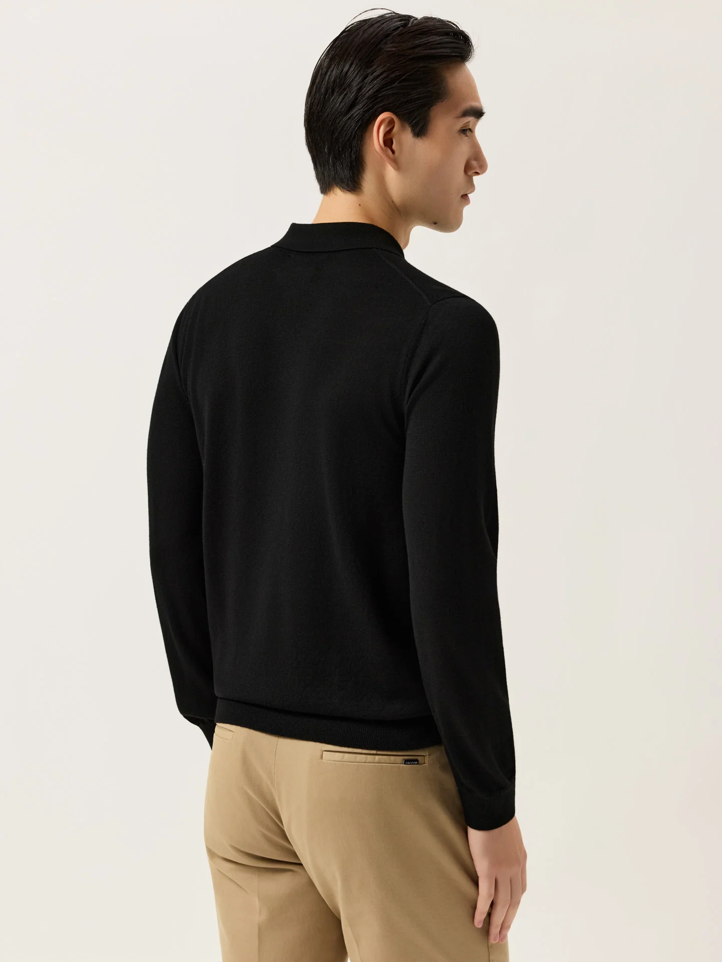 Long Sleeve Polo Sweater In Extra Fine Merino Wool - Image 3