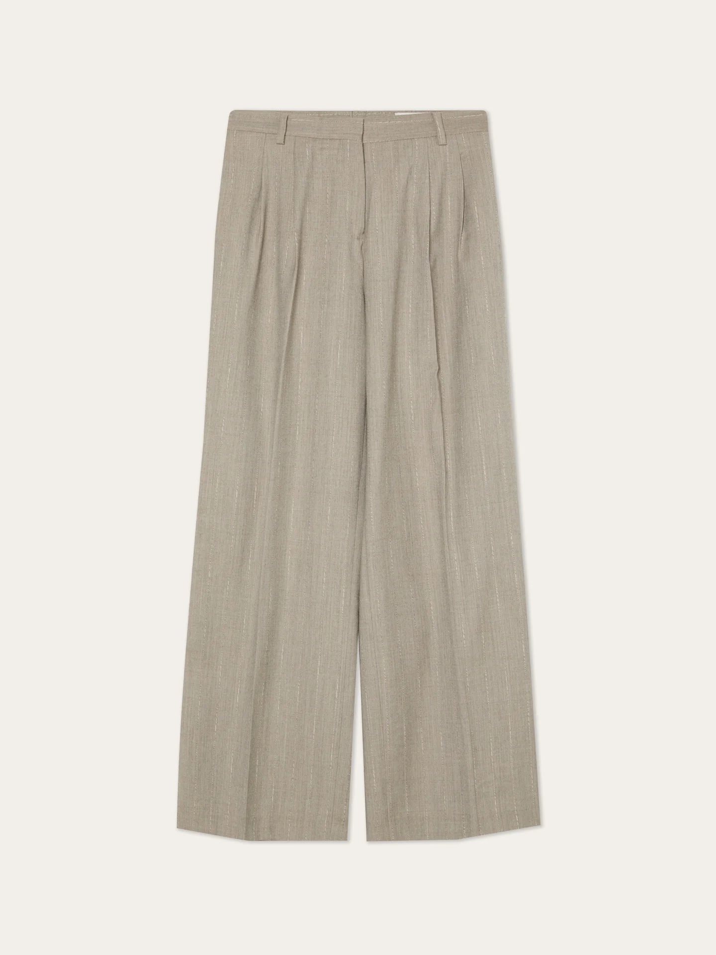 Loose Fit Trousers In Striped Wool Blend With Pleats - Image 4