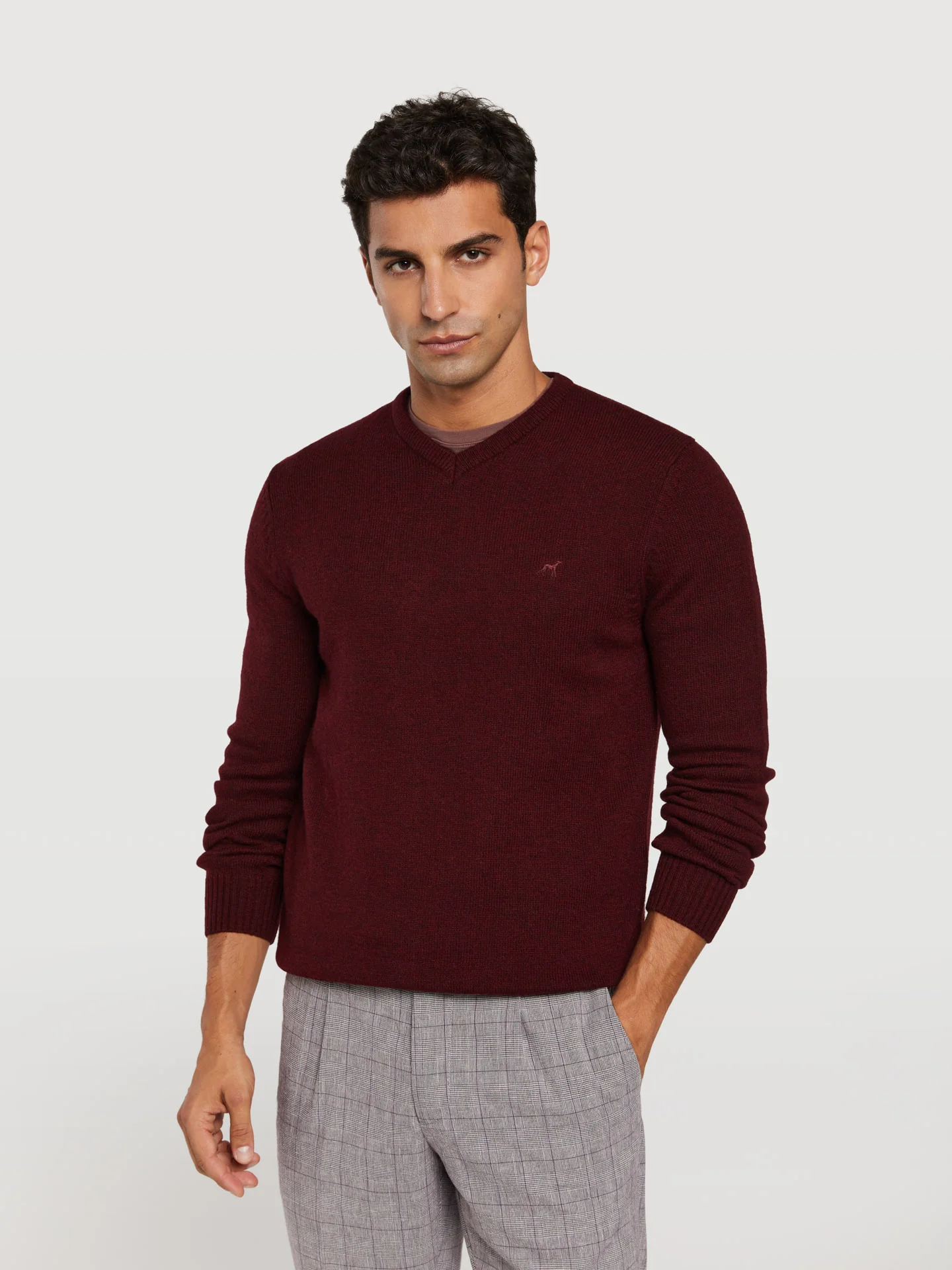 Machine washable v-neck sweater