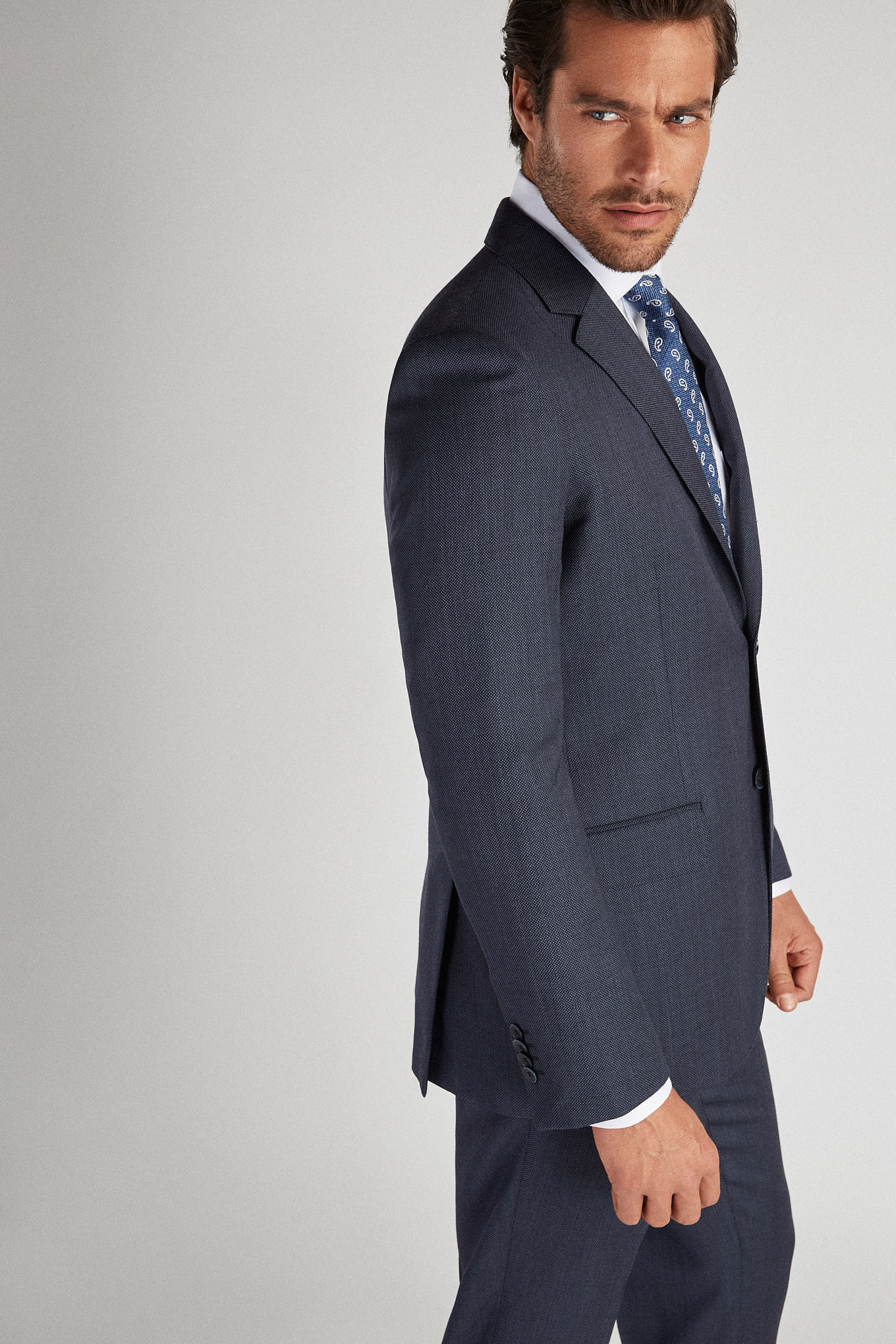 Men's Classic Slim Fit Bird's Eye Suit - Image 2
