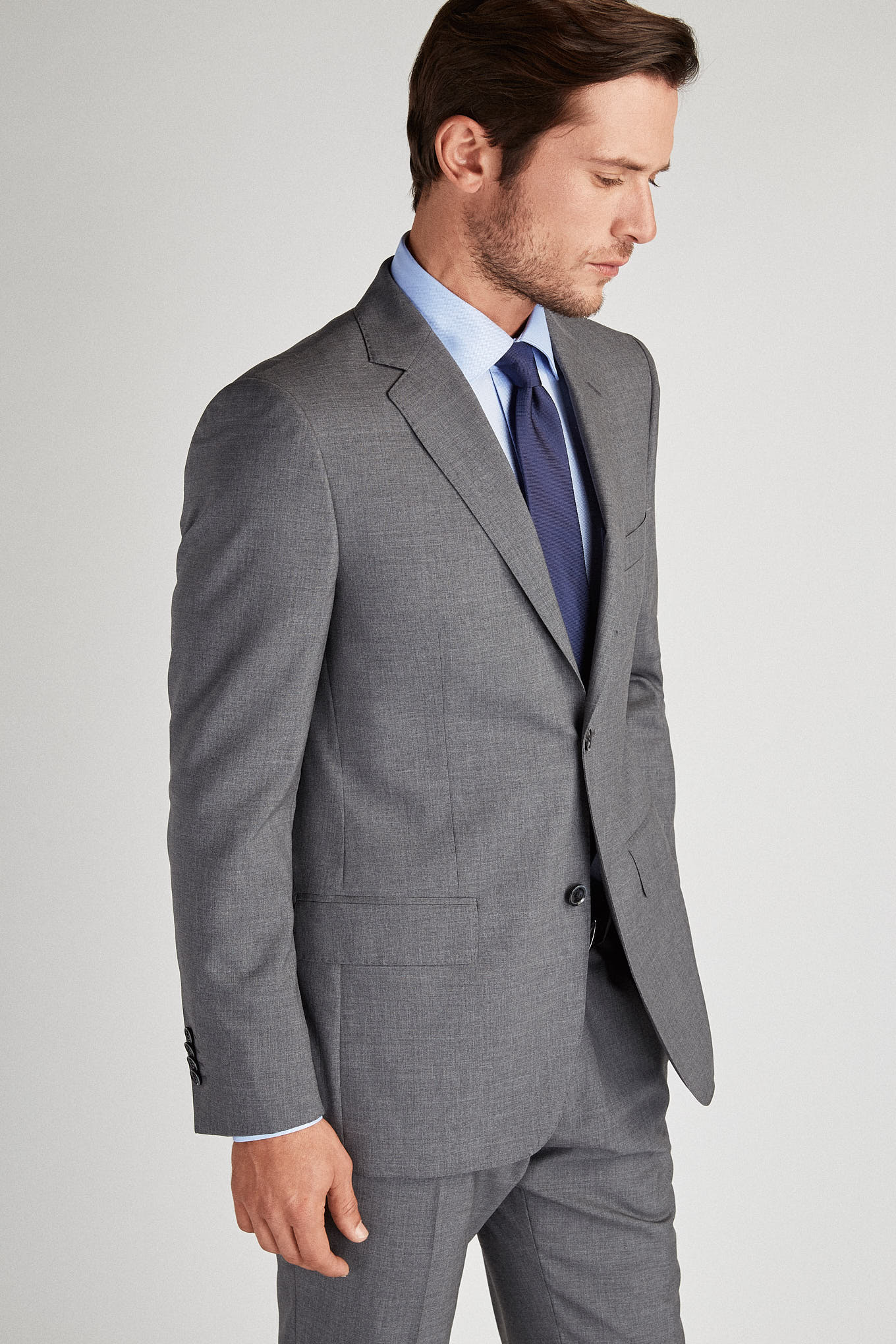 Men's Classic Slim Fit False Plain Suit - Image 3