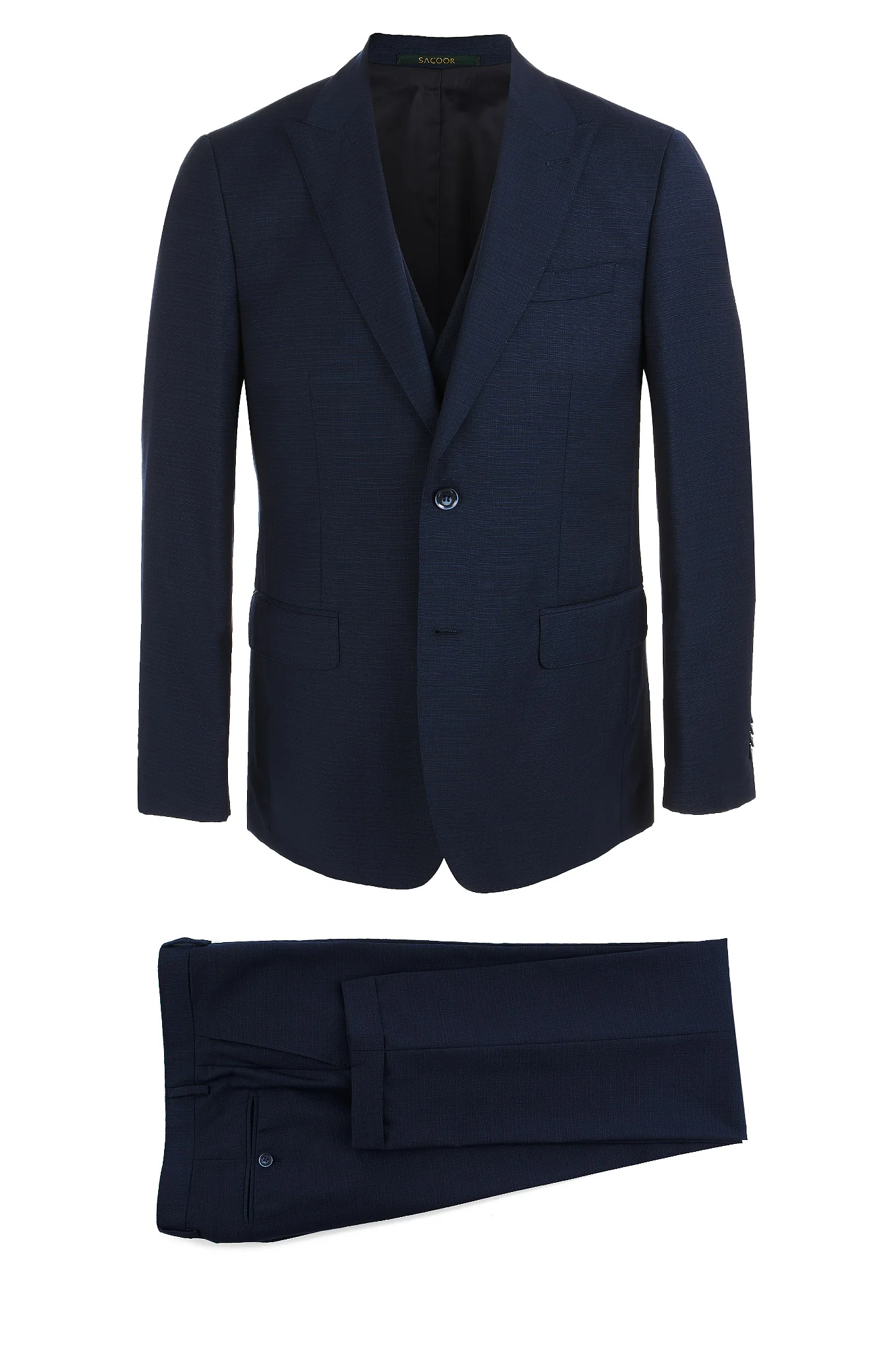 Men's Classic Slim Fit Faux Plain Suit with Vest - Image 9