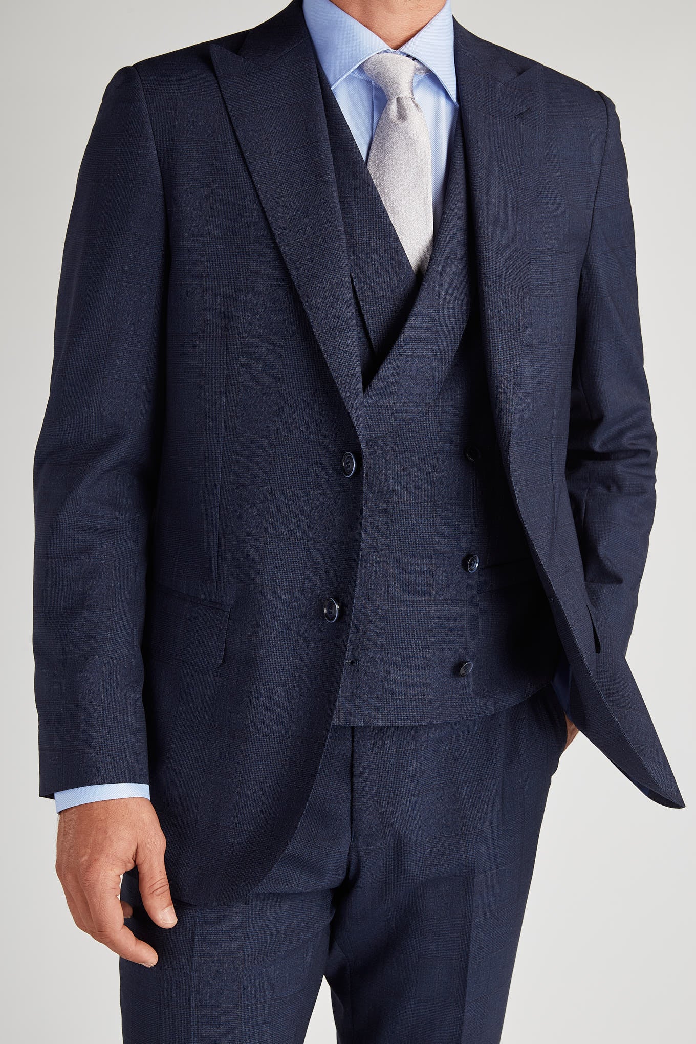 Men's Classic Slim Fit Suit with Prince Of Wales Vest - Image 5