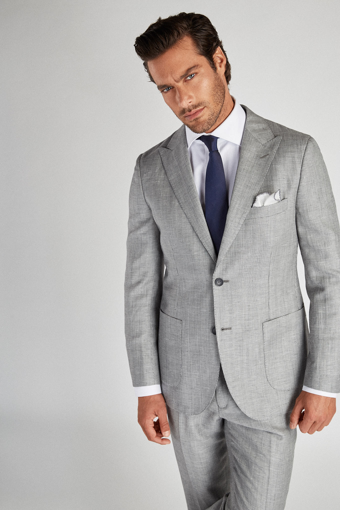Men's Classic Slim Fit Wool and Linen Suit - Image 5