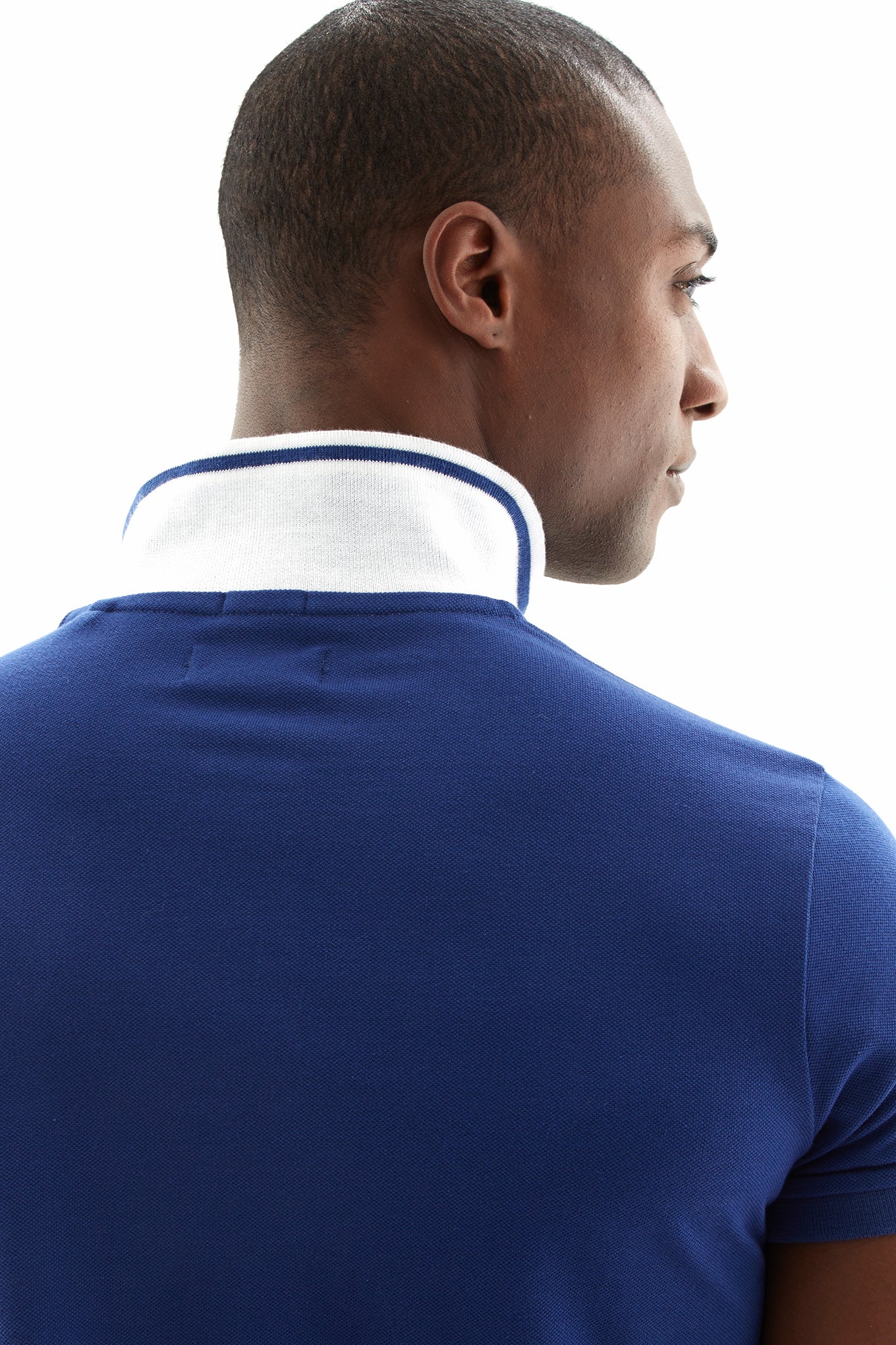 Men's Collar Stripe Slim Fit Polo Piquet Shirt - Image 3