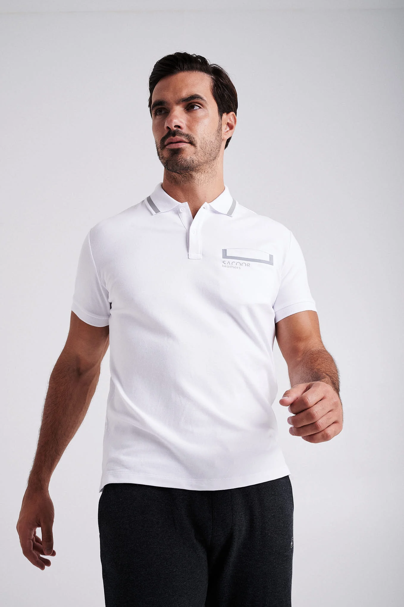 Men's cotton piquet polo with adhesive tape on chest pocket - Image 21
