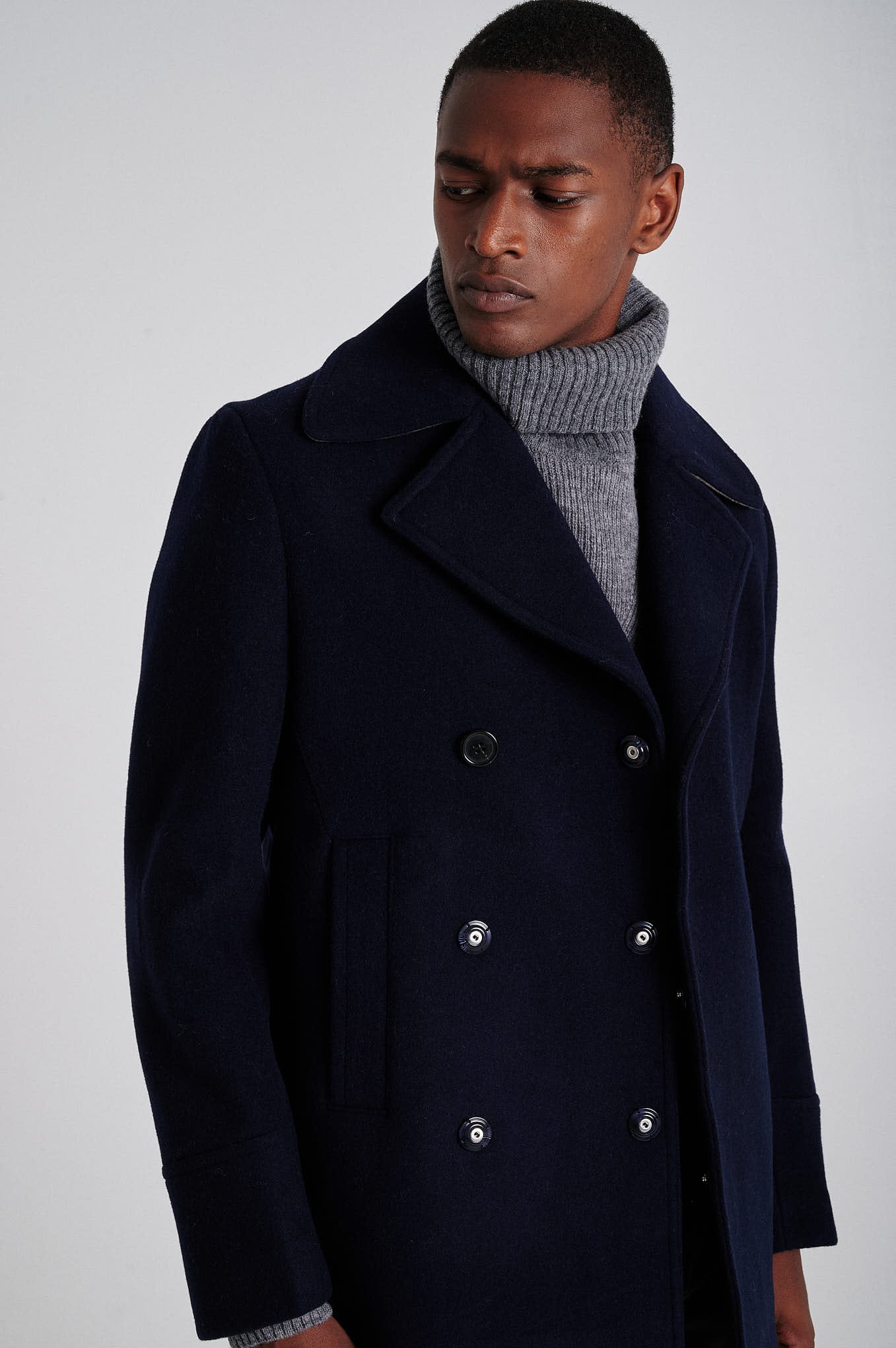 Men's Double Breasted Wool Blend Peacoat - Image 2