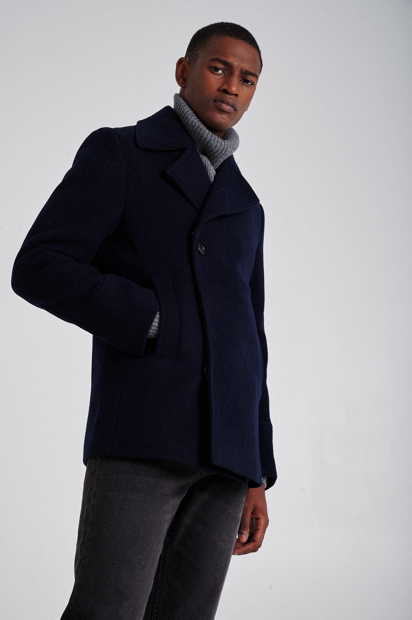 Men's Double Breasted Wool Blend Peacoat - Image 4