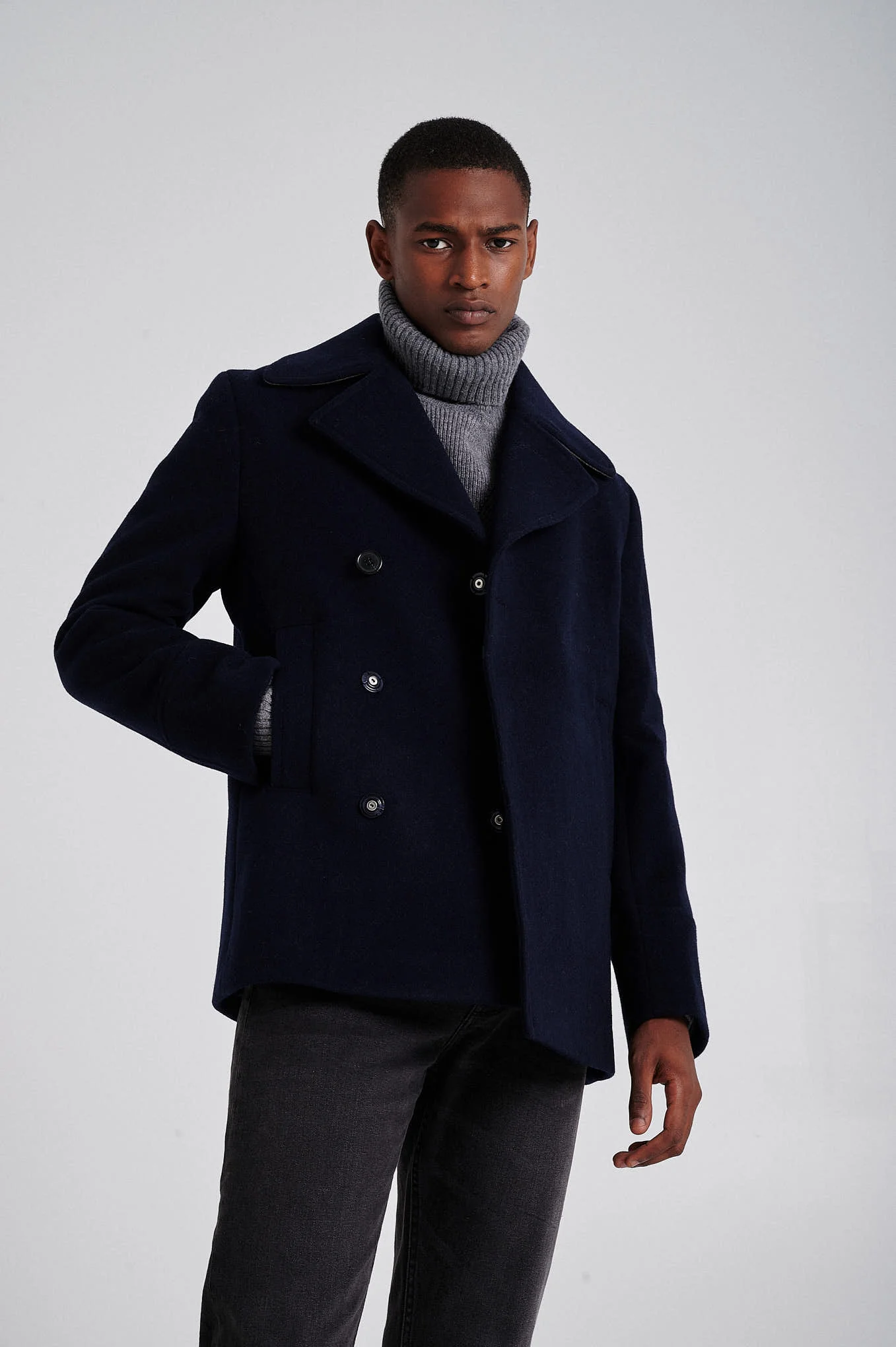 Men's Double Breasted Wool Blend Peacoat - Image 6