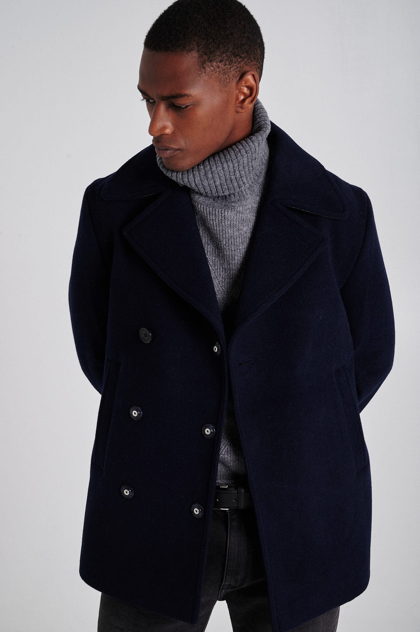 Men's Double Breasted Wool Blend Peacoat - Image 7