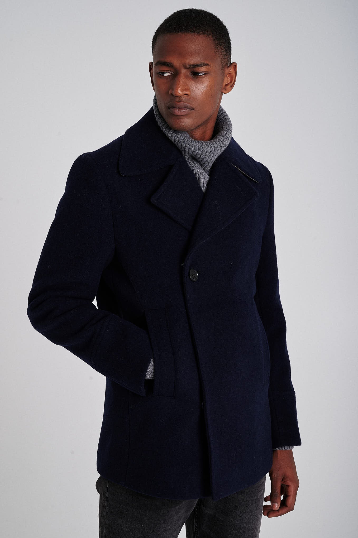 Men's Double Breasted Wool Blend Peacoat - Image 8