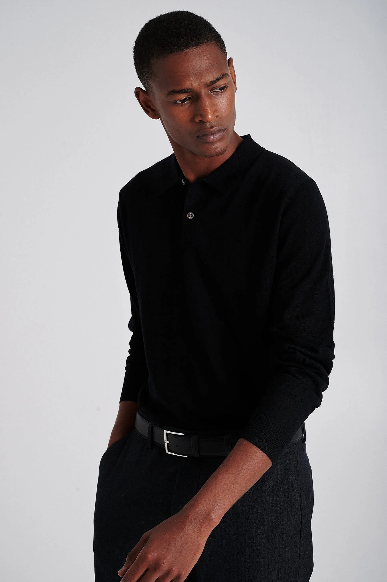 Men's extrafine merino wool polo sweater - Image 22