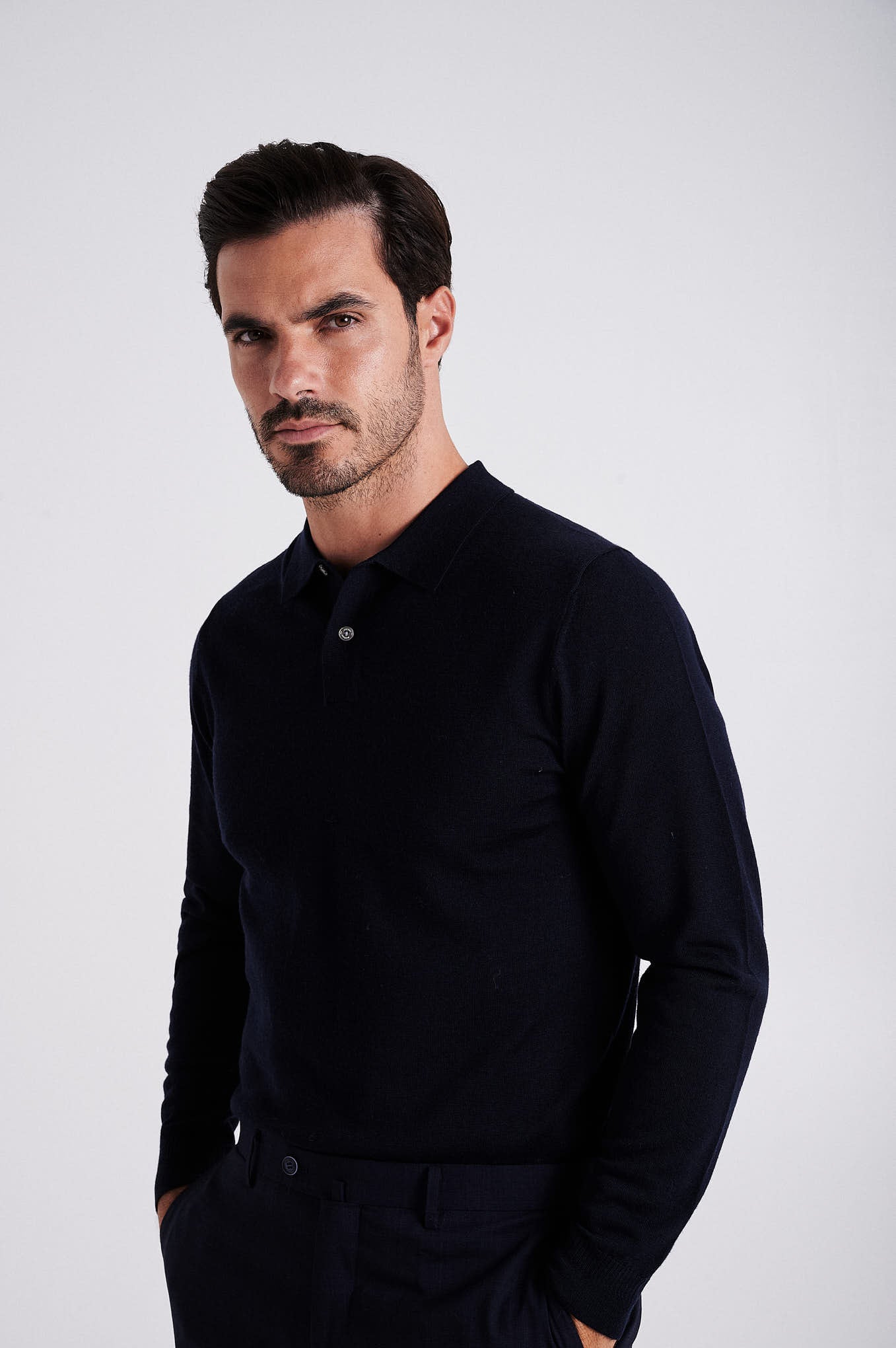 Men's extrafine merino wool polo sweater - Image 26