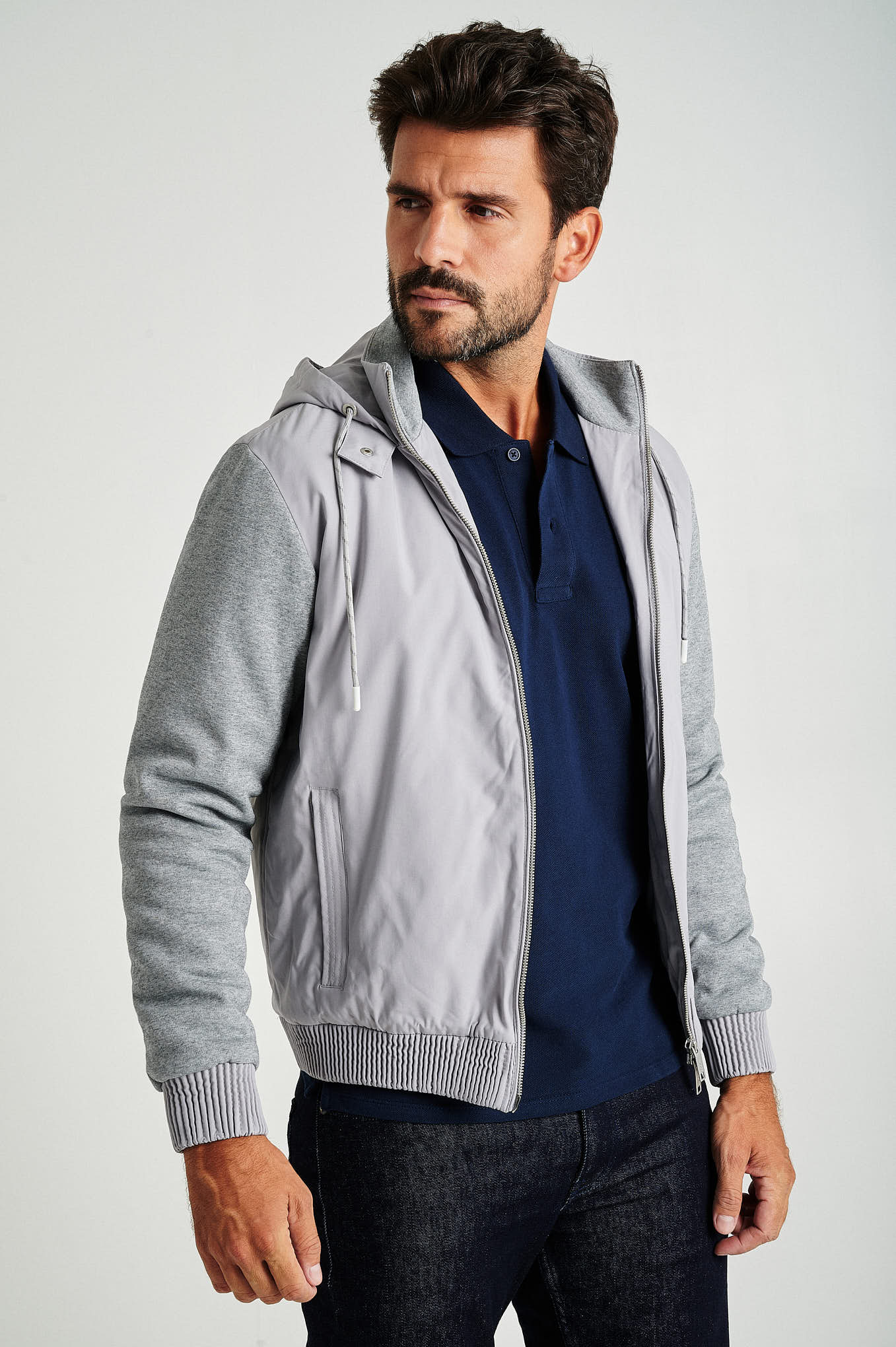 Men's hybrid zip-through hooded jacket - Image 2