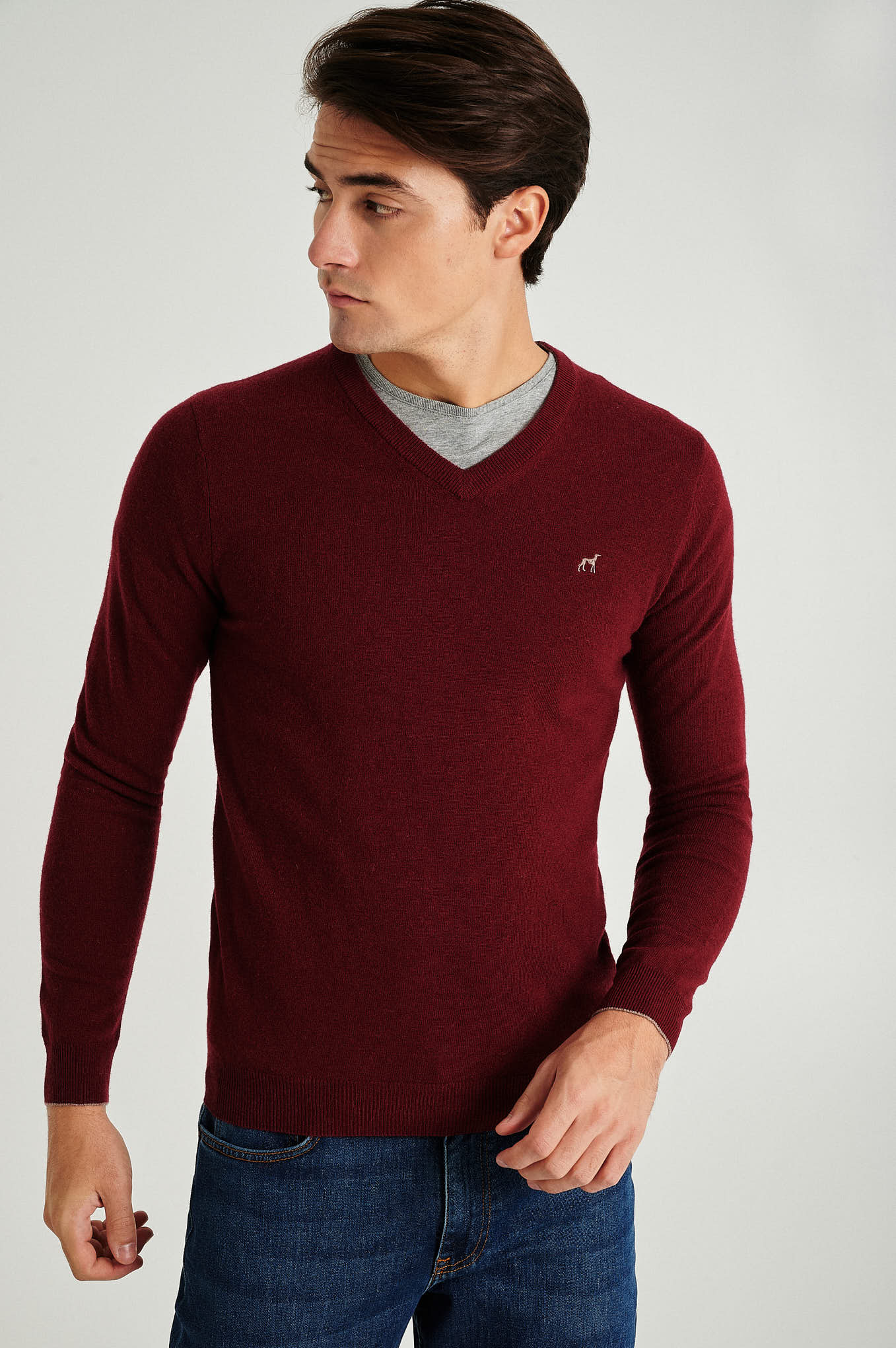 Men's lambswool blend V neck sweater - Image 3