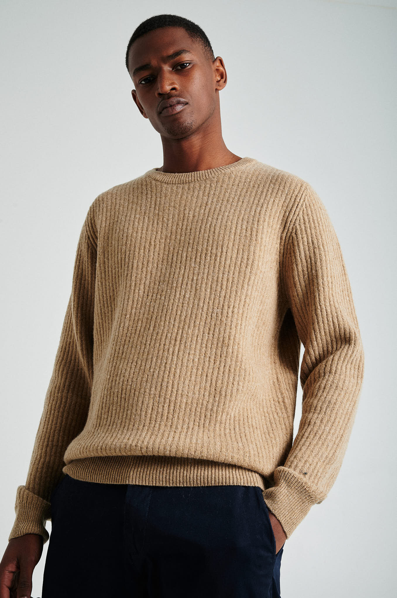 Men's long sleeve crew neck ribbed sweater - Image 8