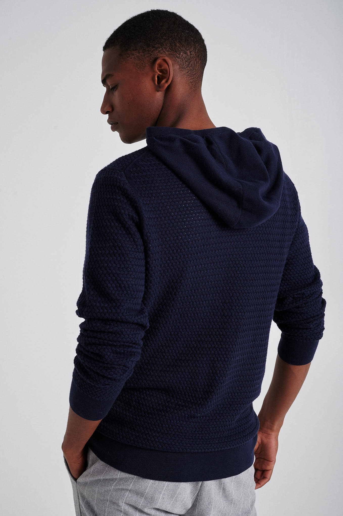 Men's long sleeve hooded organic cotton sweater - Image 3