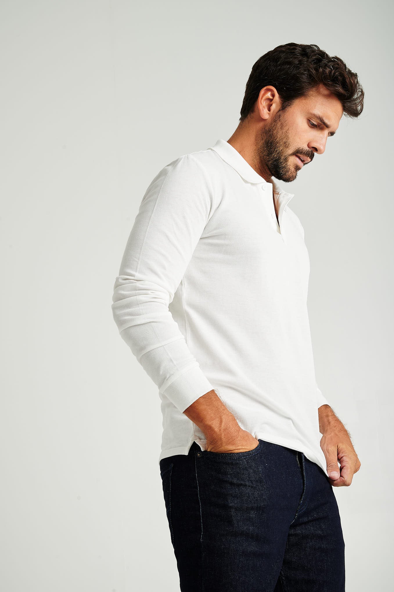 Men's long sleeve organic cotton piquet polo - Image 17