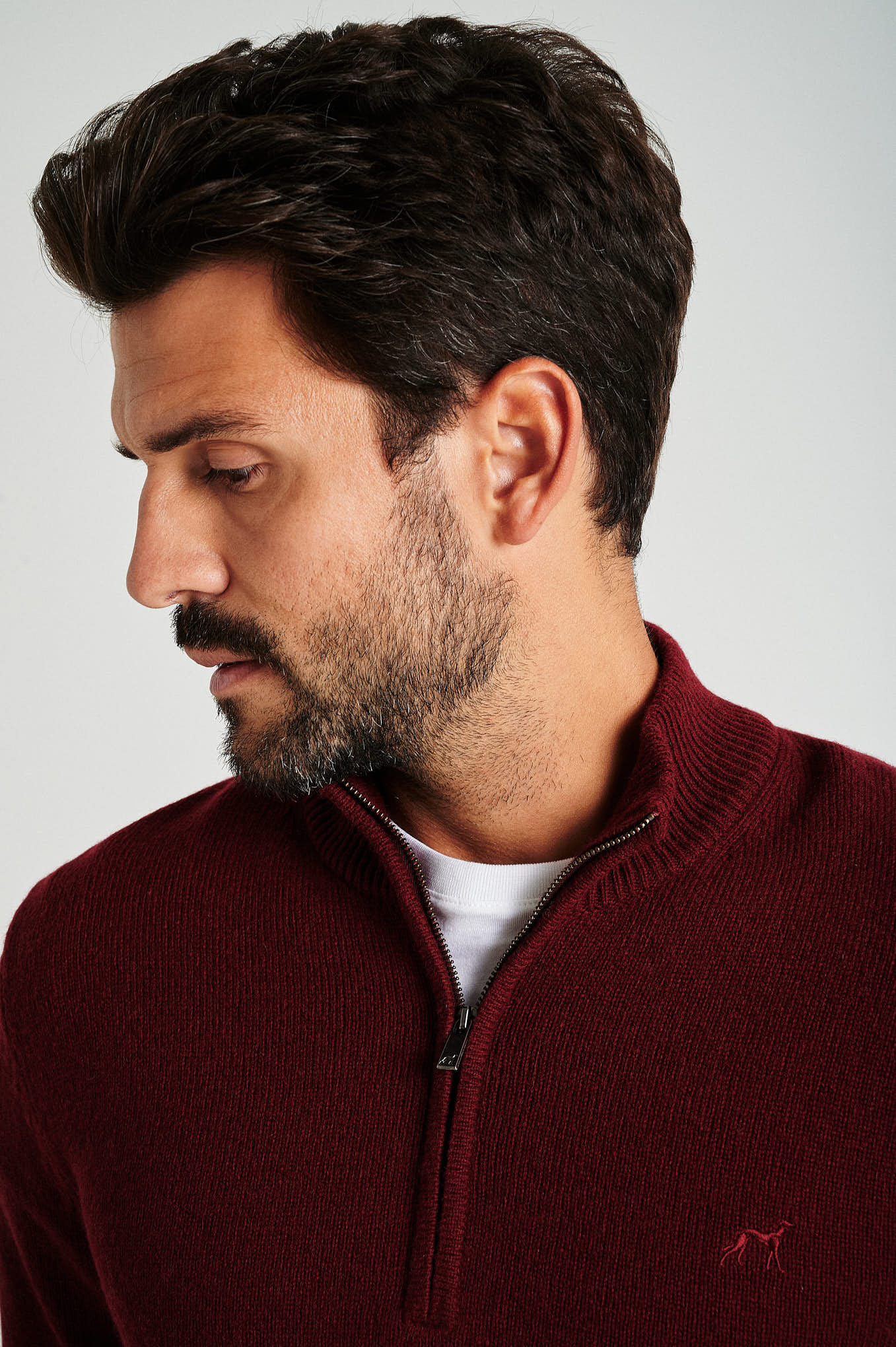 Men's machine washable high zip collar sweater - Image 2