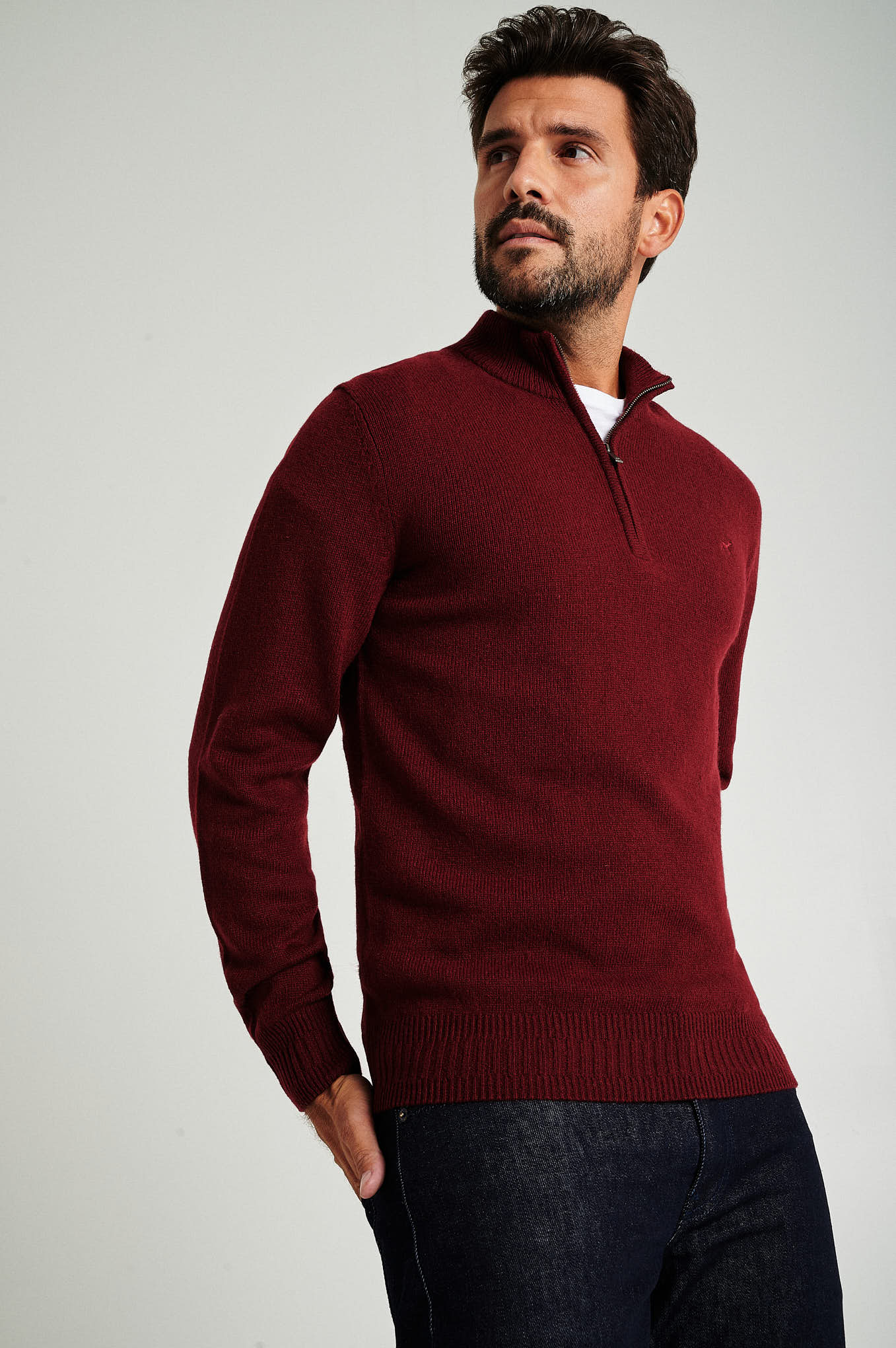 Men's machine washable high zip collar sweater - Image 4