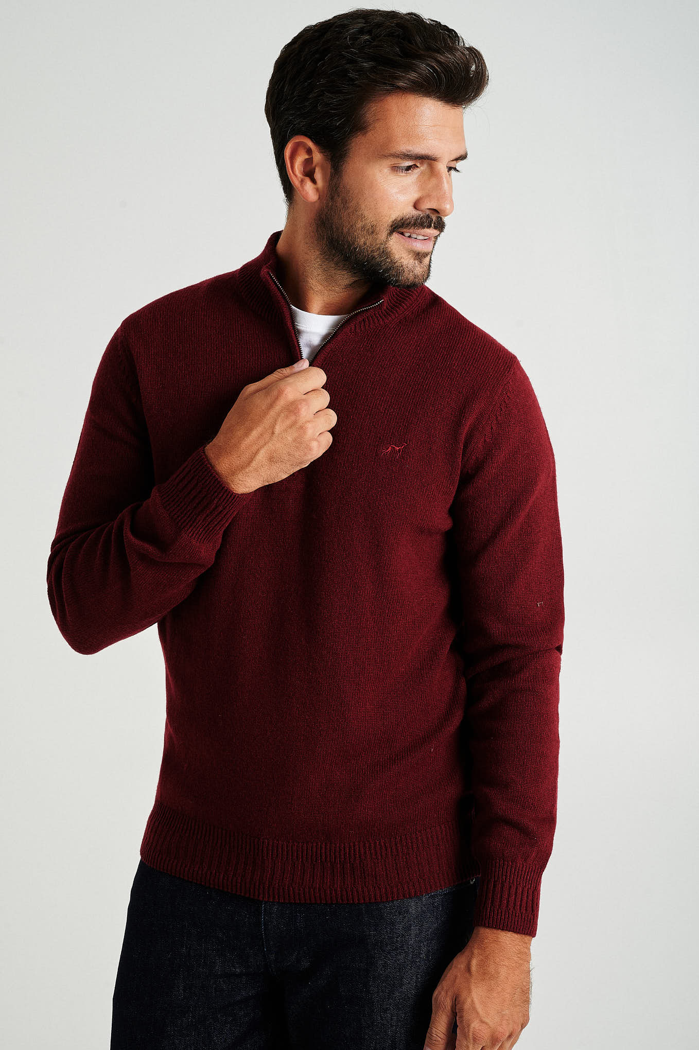 Men's machine washable high zip collar sweater - Image 6