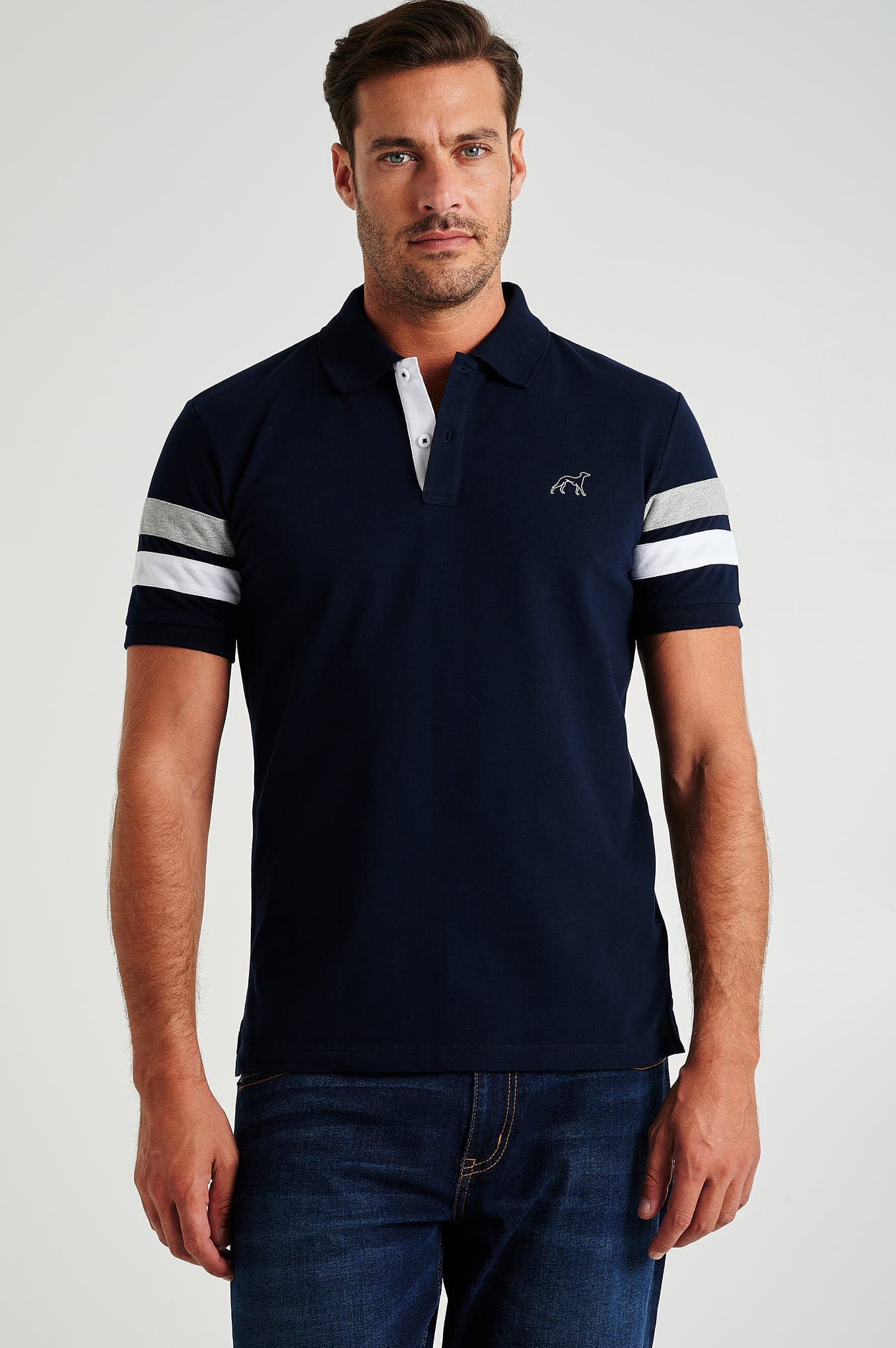 Men's organic cotton blend piquet polo with stripe inserts - Image 10