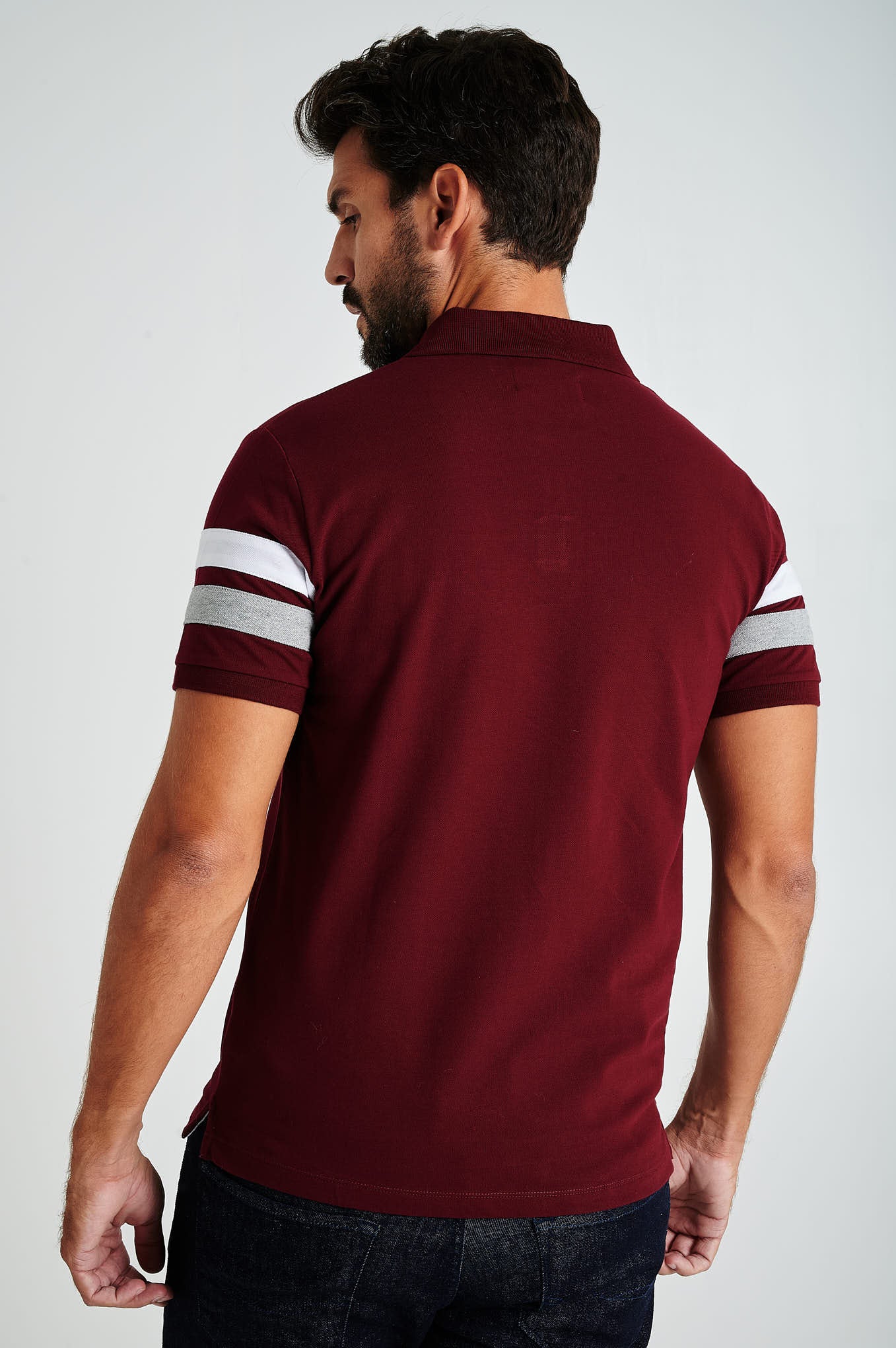 Men's organic cotton blend piquet polo with stripe inserts - Image 5