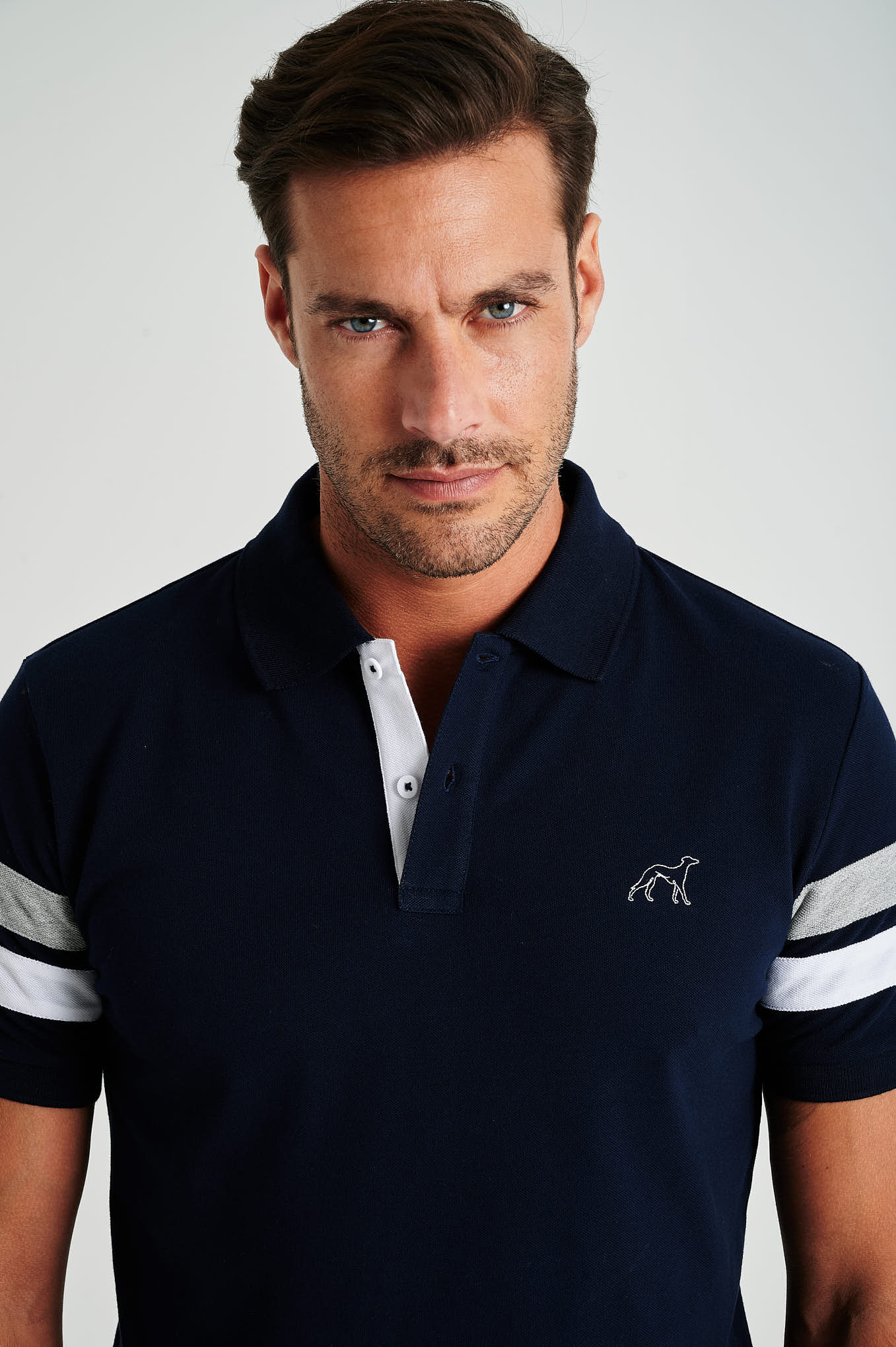 Men's organic cotton blend piquet polo with stripe inserts - Image 8