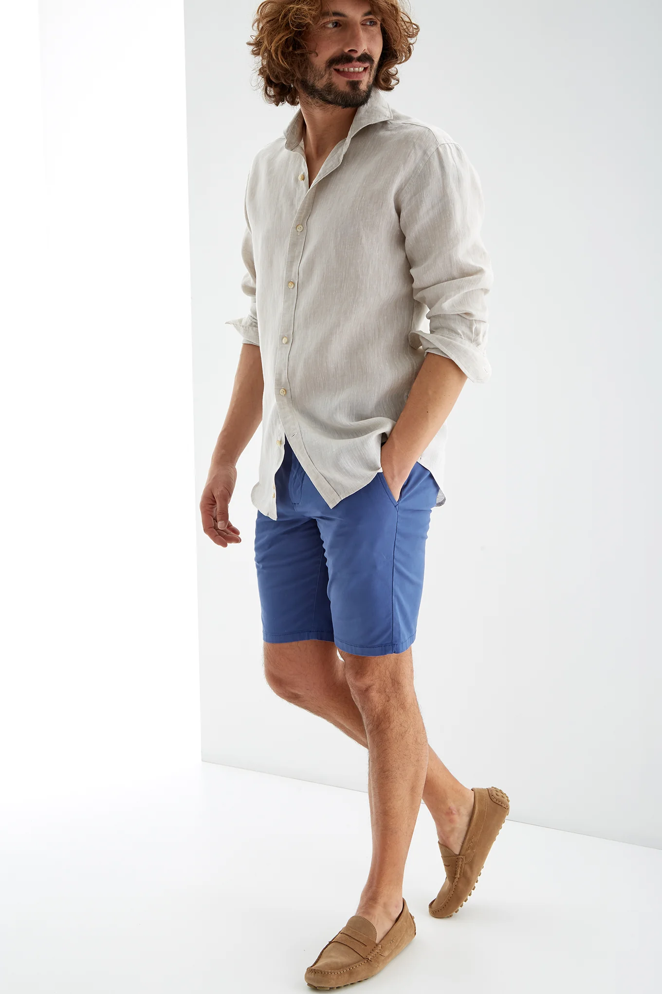 Men's Plain Linen Slim Fit Sports Shirt