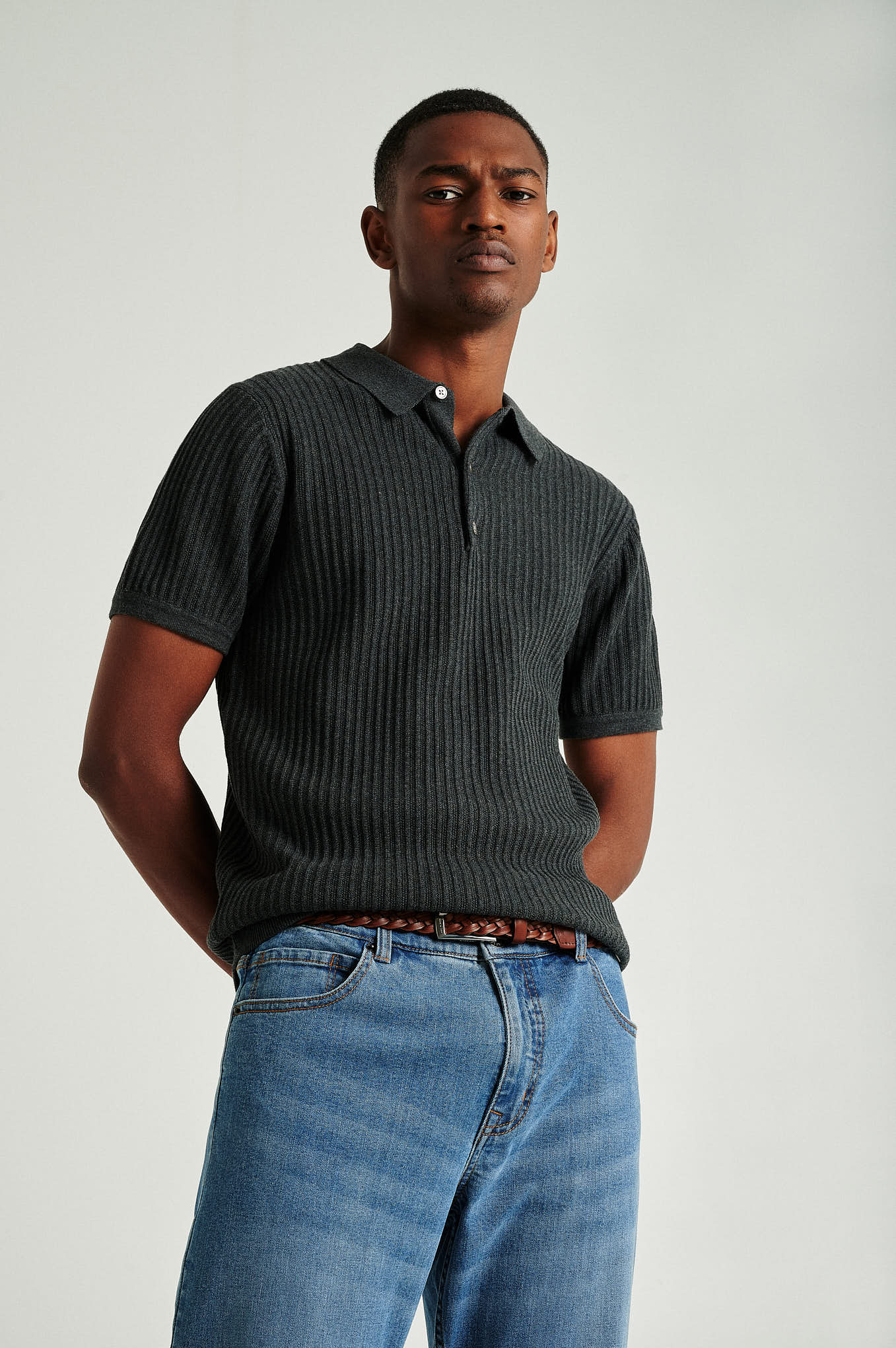 Men's short sleeve organic cotton polo sweater - Image 14