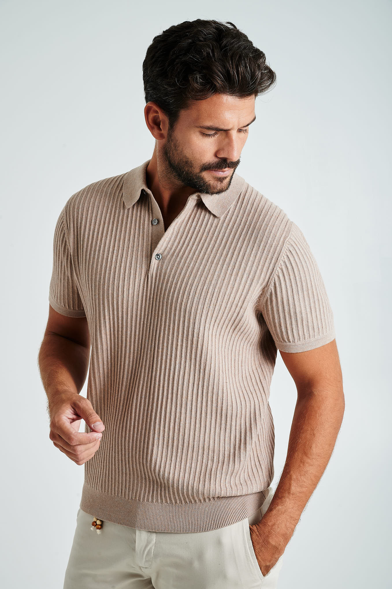Men's short sleeve organic cotton polo sweater - Image 7