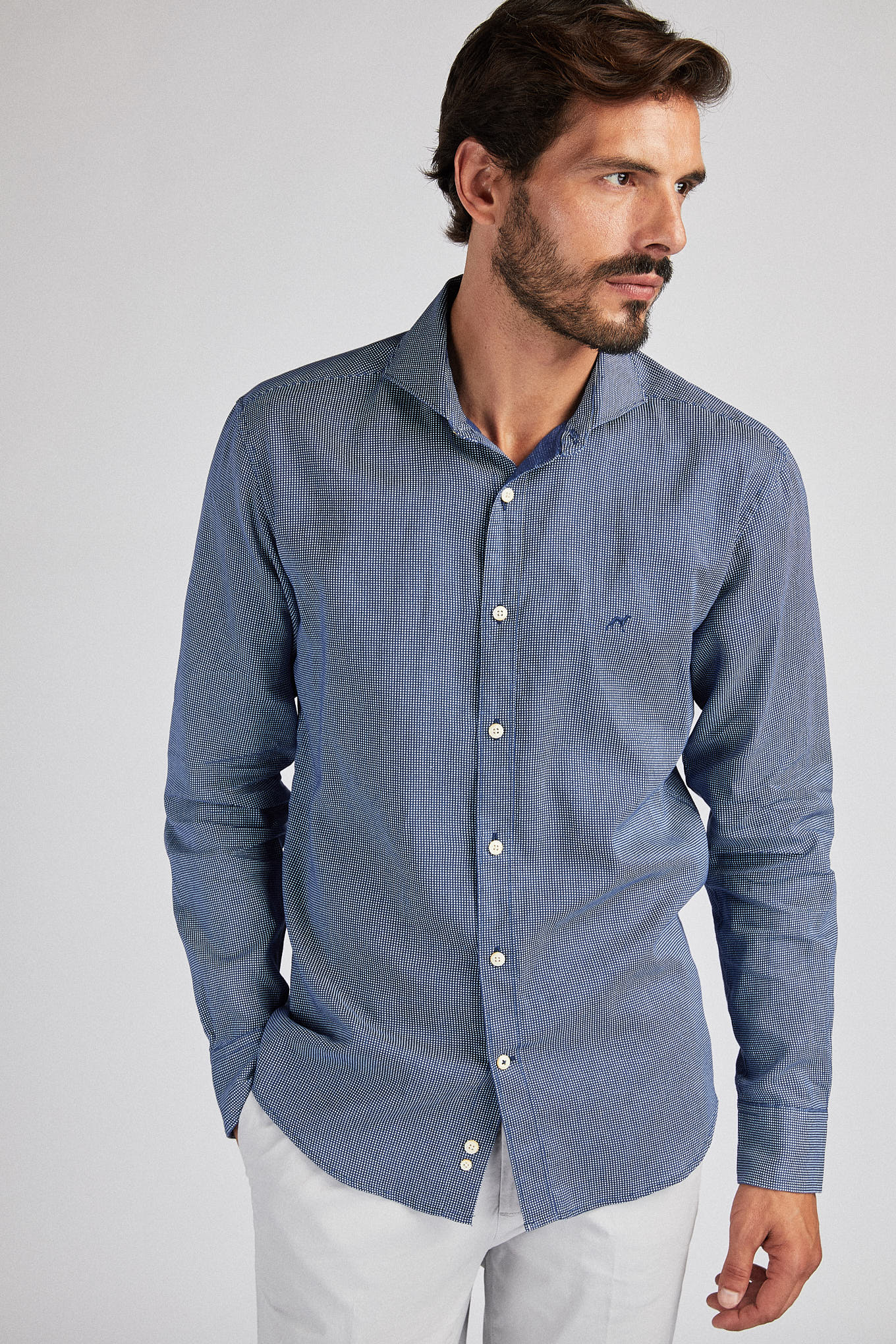Men's Slim Fit Sport Shirt with Linen - Image 6