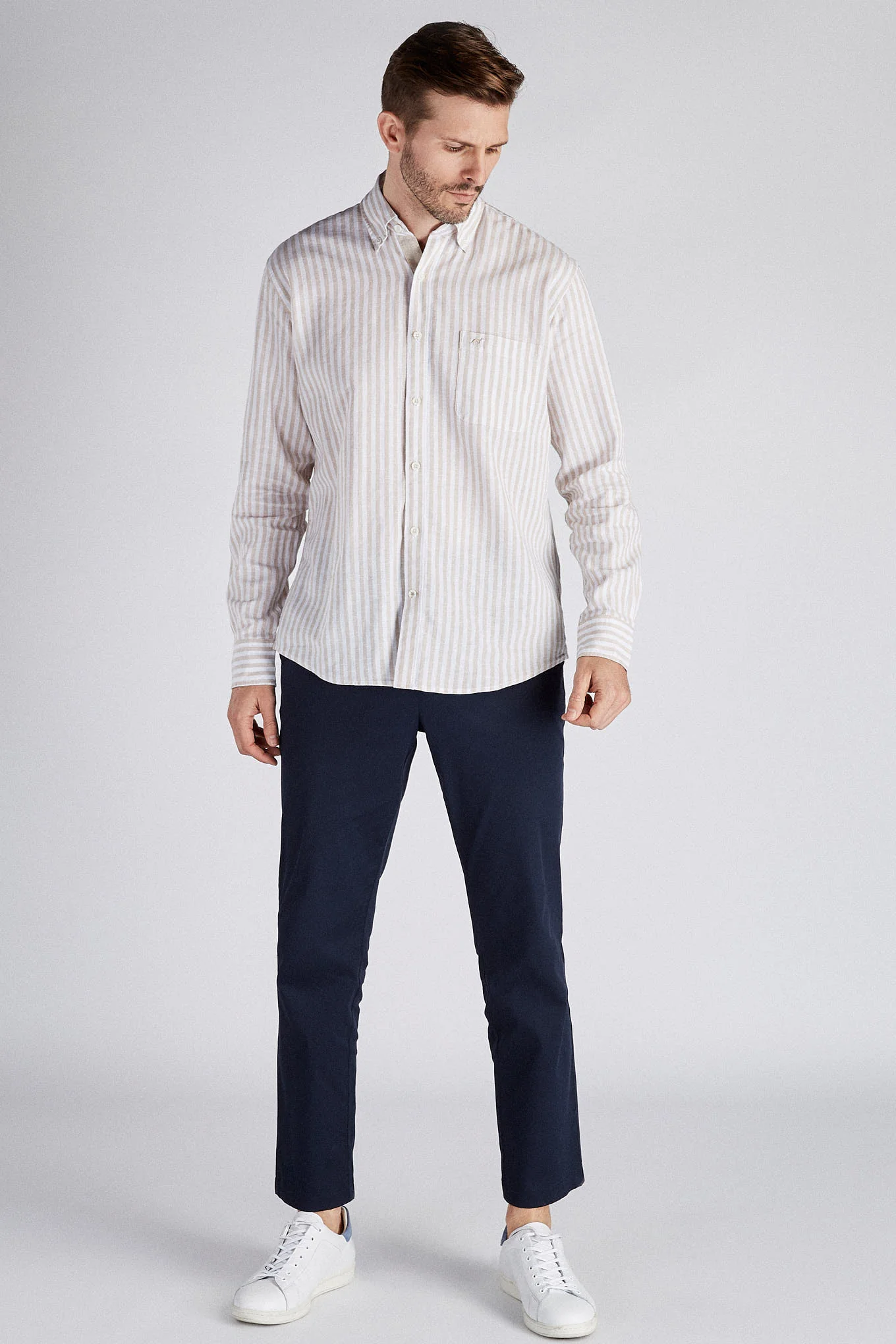Men's Sport Regular Fit Linen and Cotton Shirt
