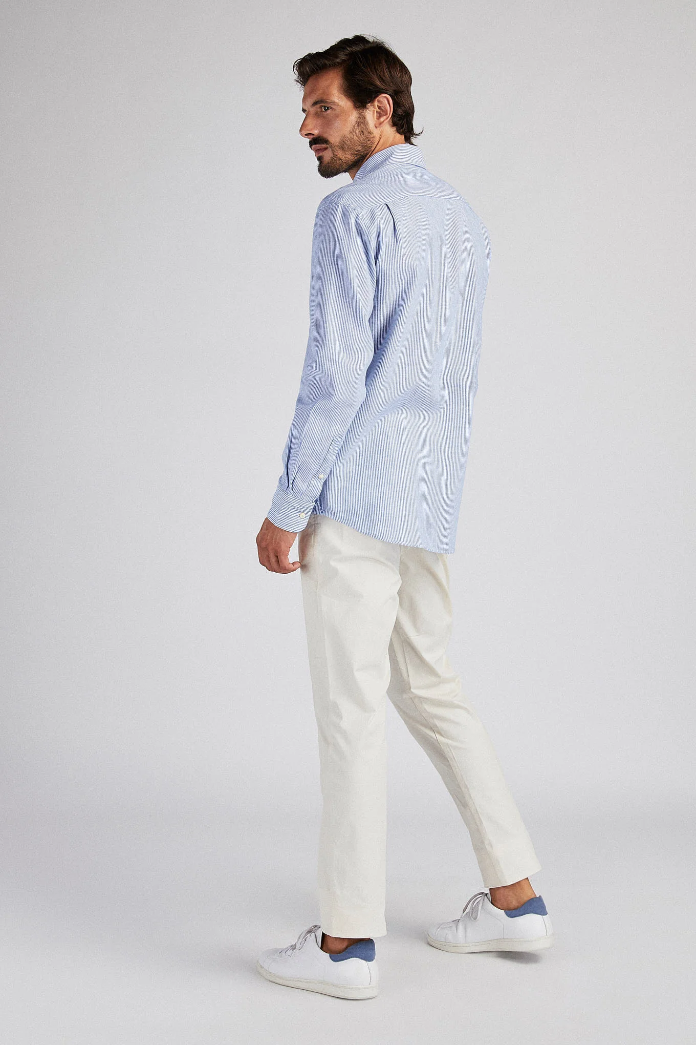 Men's Sport Slim Fit Shirt in Linen and Cotton - Image 2