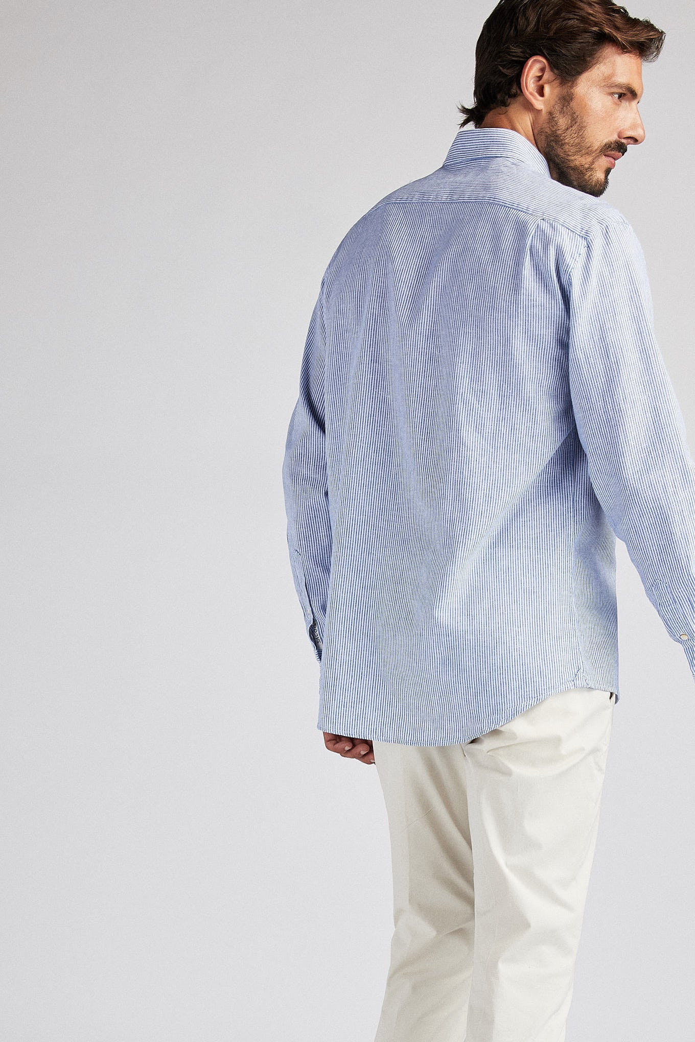 Men's Sport Slim Fit Shirt in Linen and Cotton - Image 5