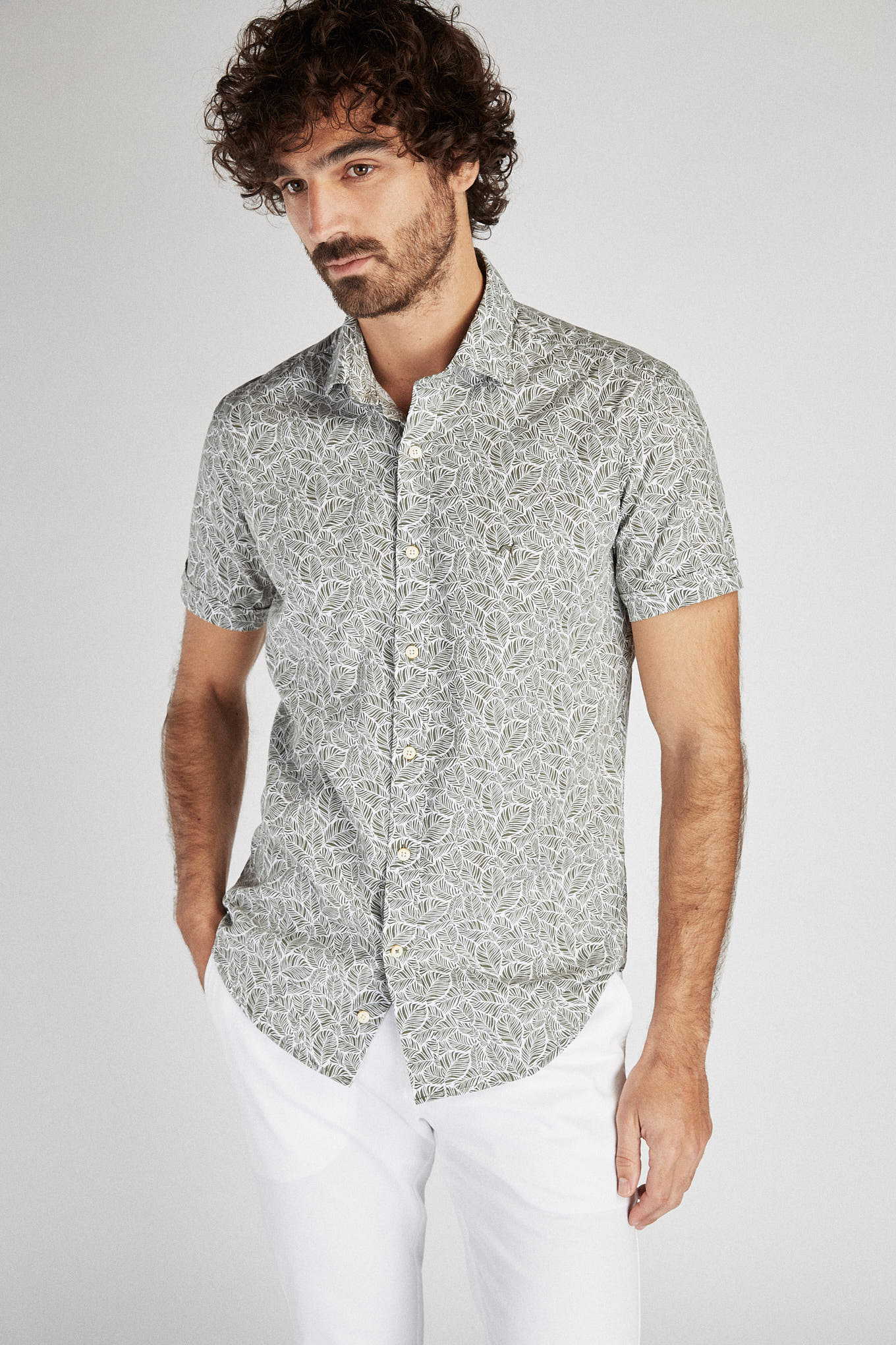 Men's Sport Slim Fit Shirt in Linen and Cotton - Image 5