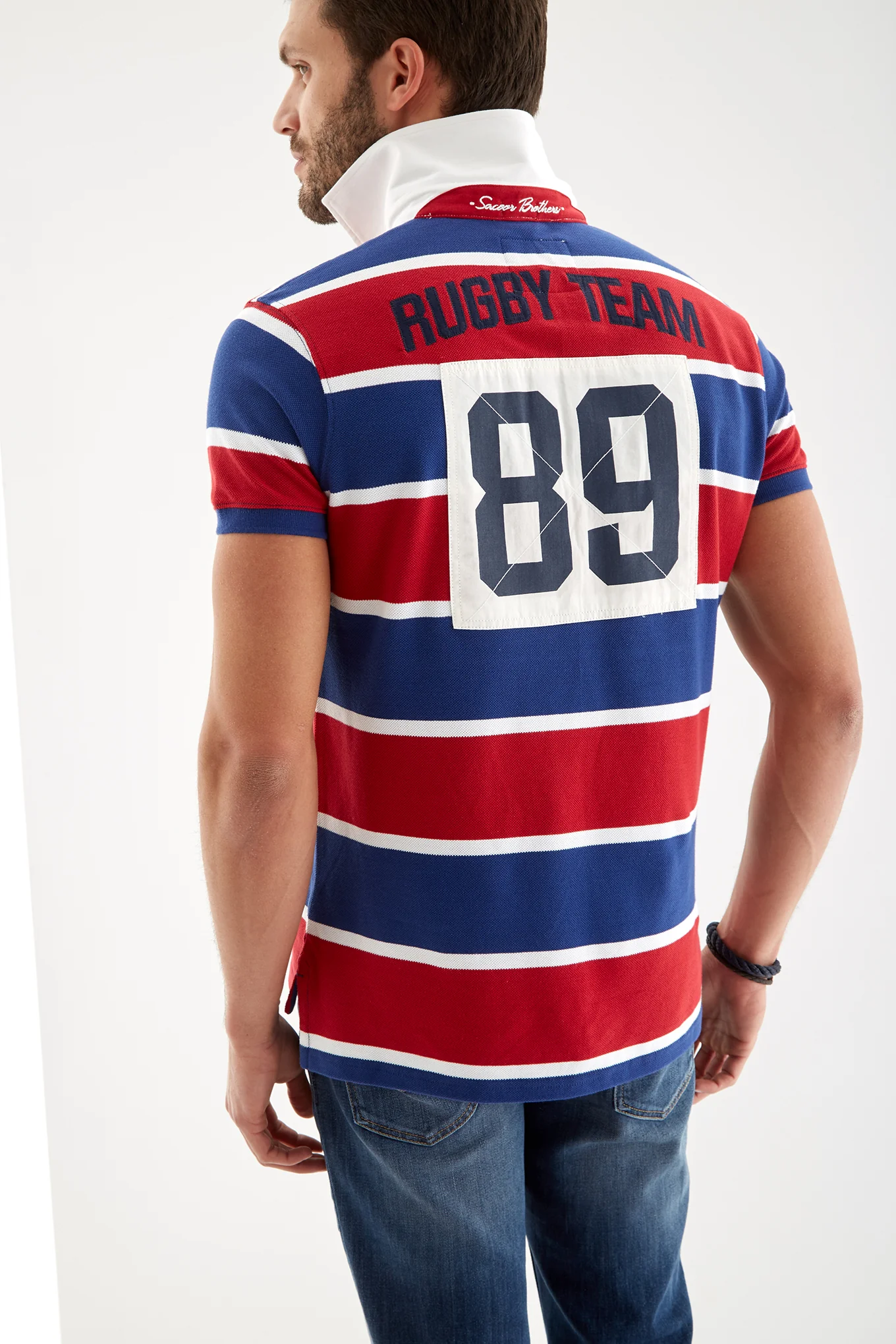 Men's Striped Piquet Polo Shirt - Image 2