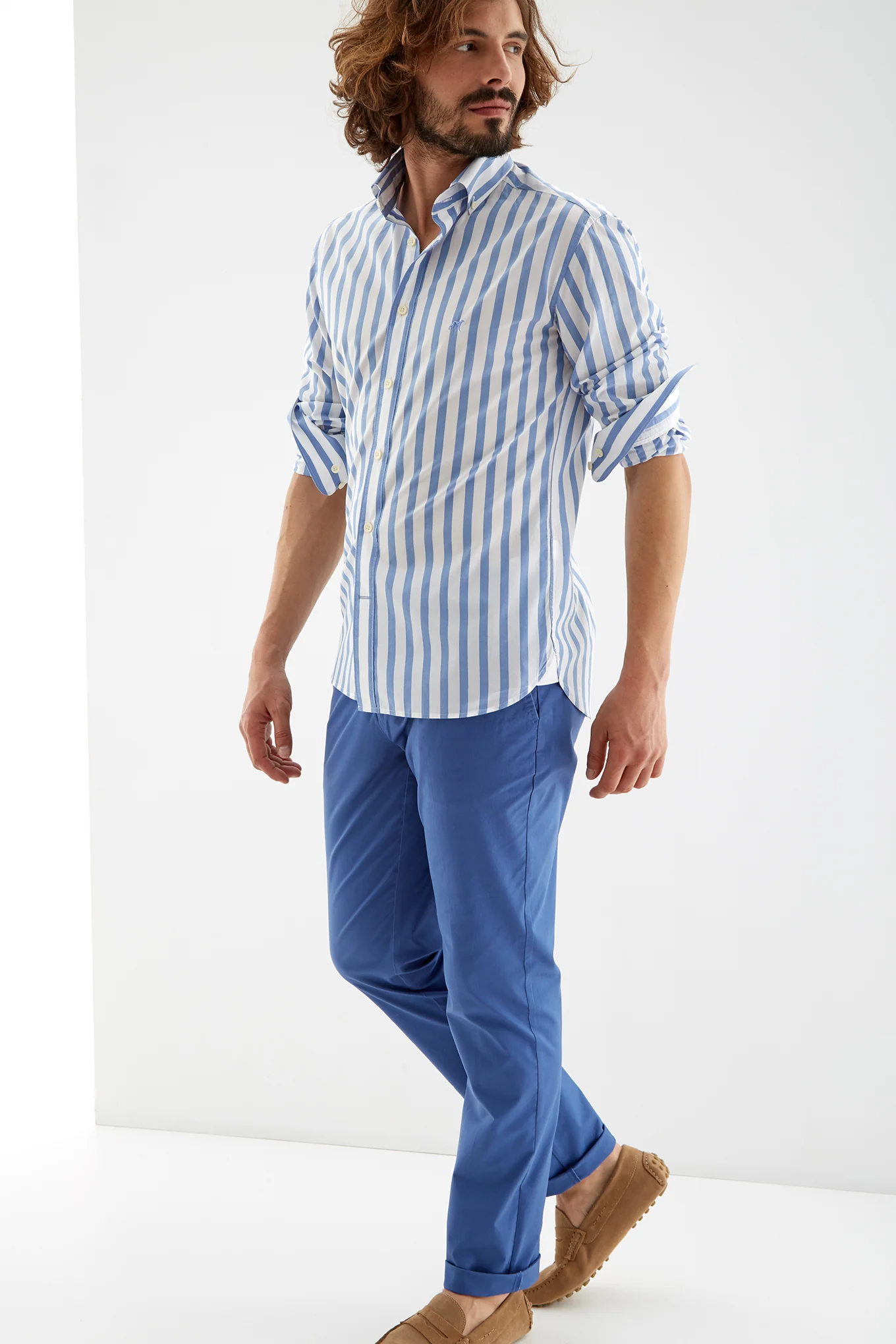 Men's Wide-Stripe Slim Fit Sports Shirt
