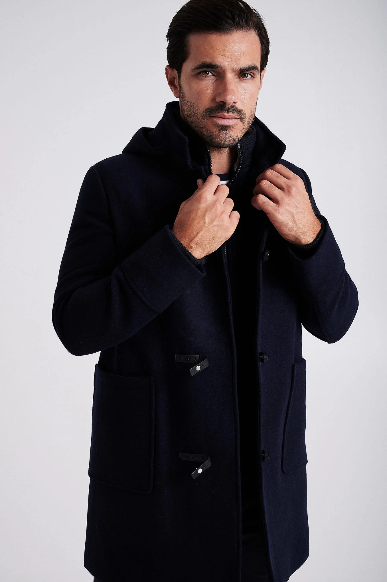 Men's Wool Blend duffle coat with Bib - Image 4