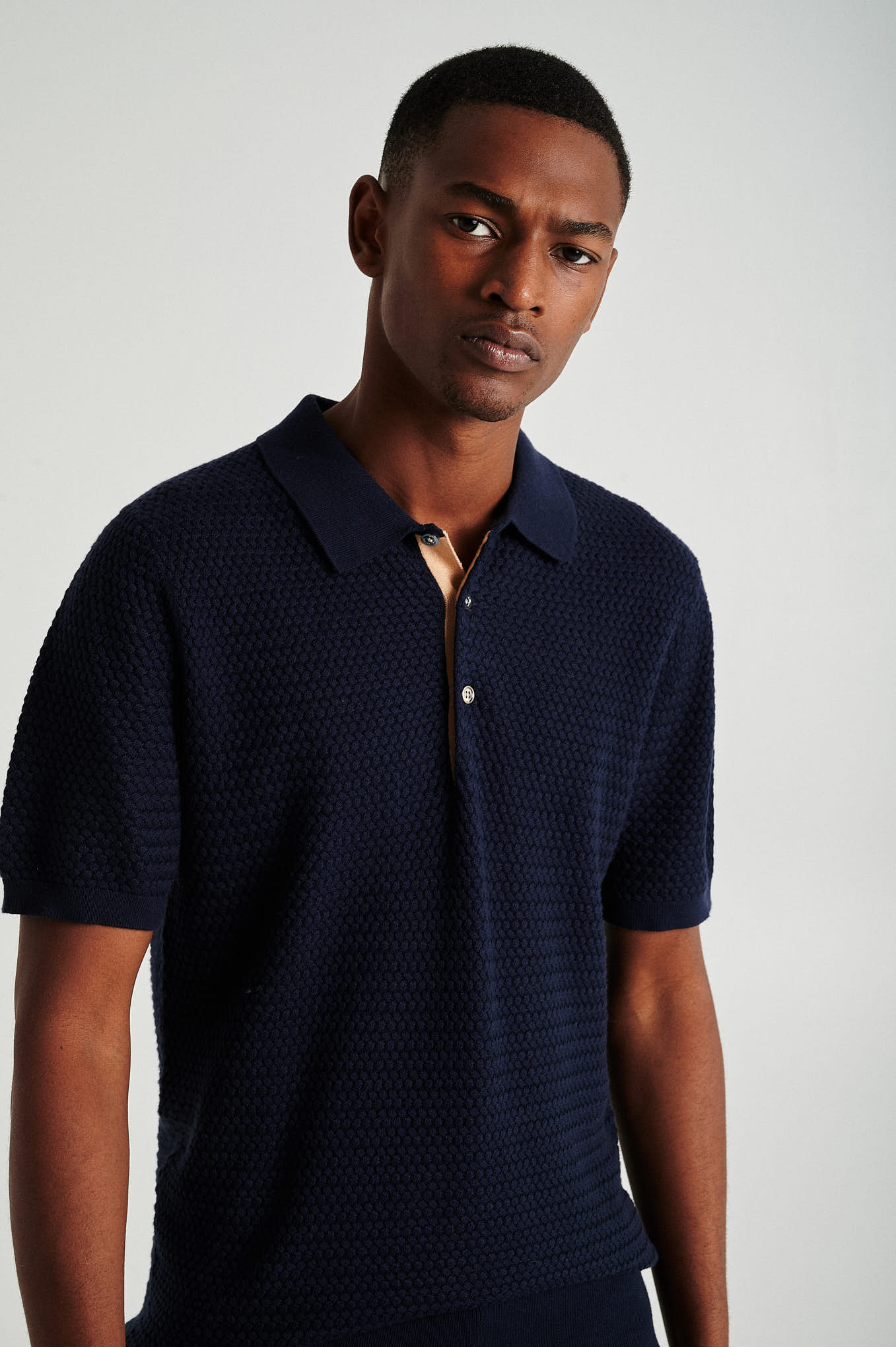 Men'short sleeve organic cotton polo sweater - Image 12
