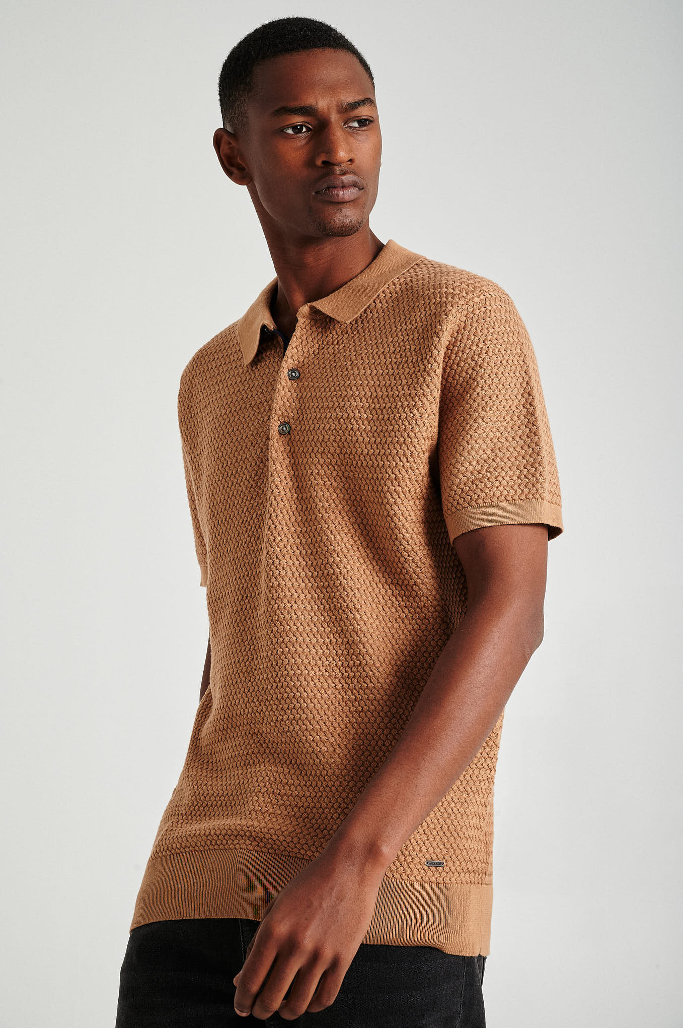Men'short sleeve organic cotton polo sweater - Image 2