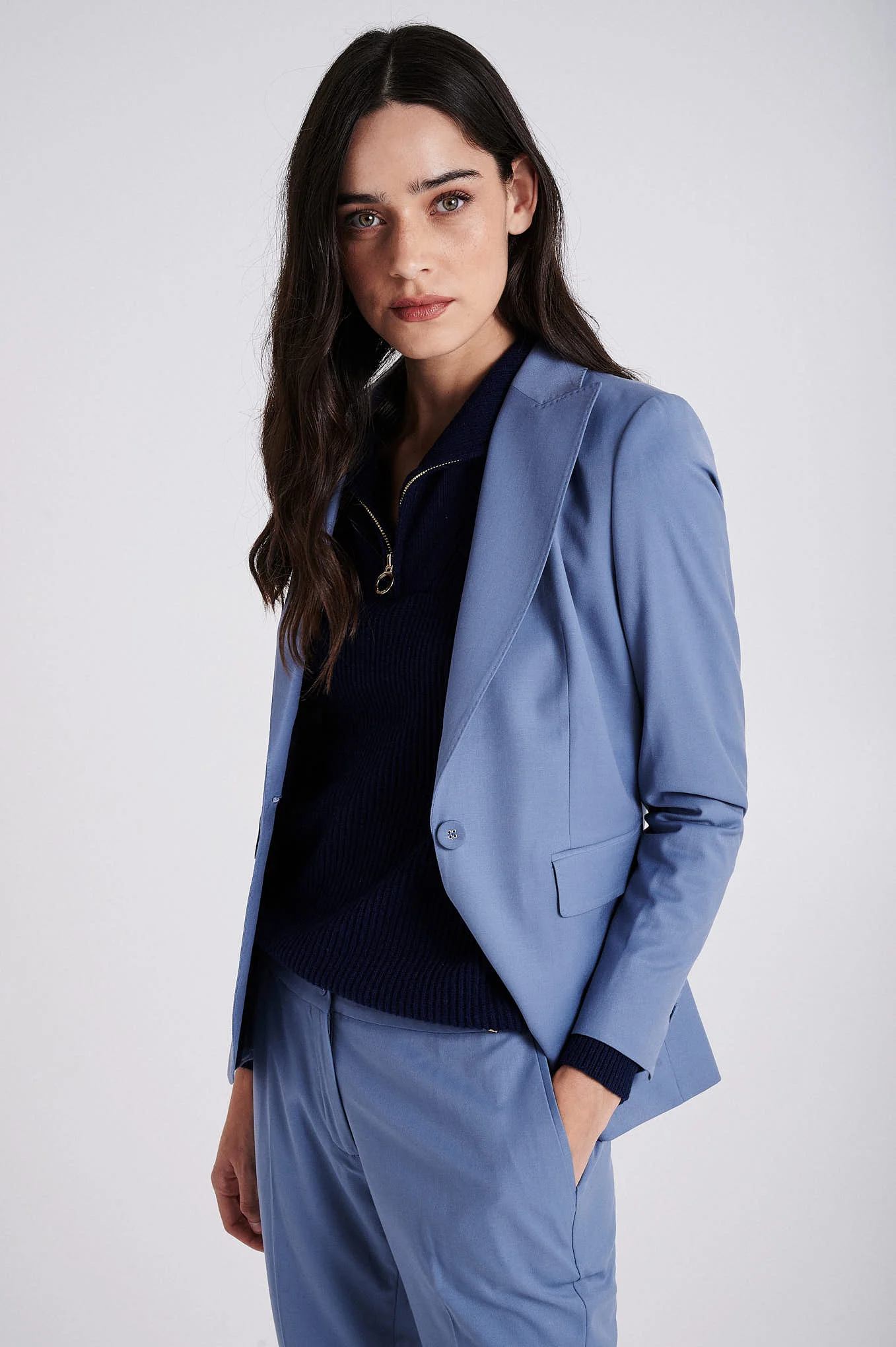 Mid blue single-button Blazer - Image 2