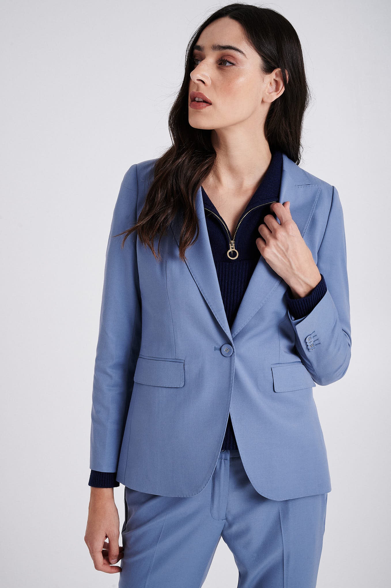 Mid blue single-button Blazer - Image 3