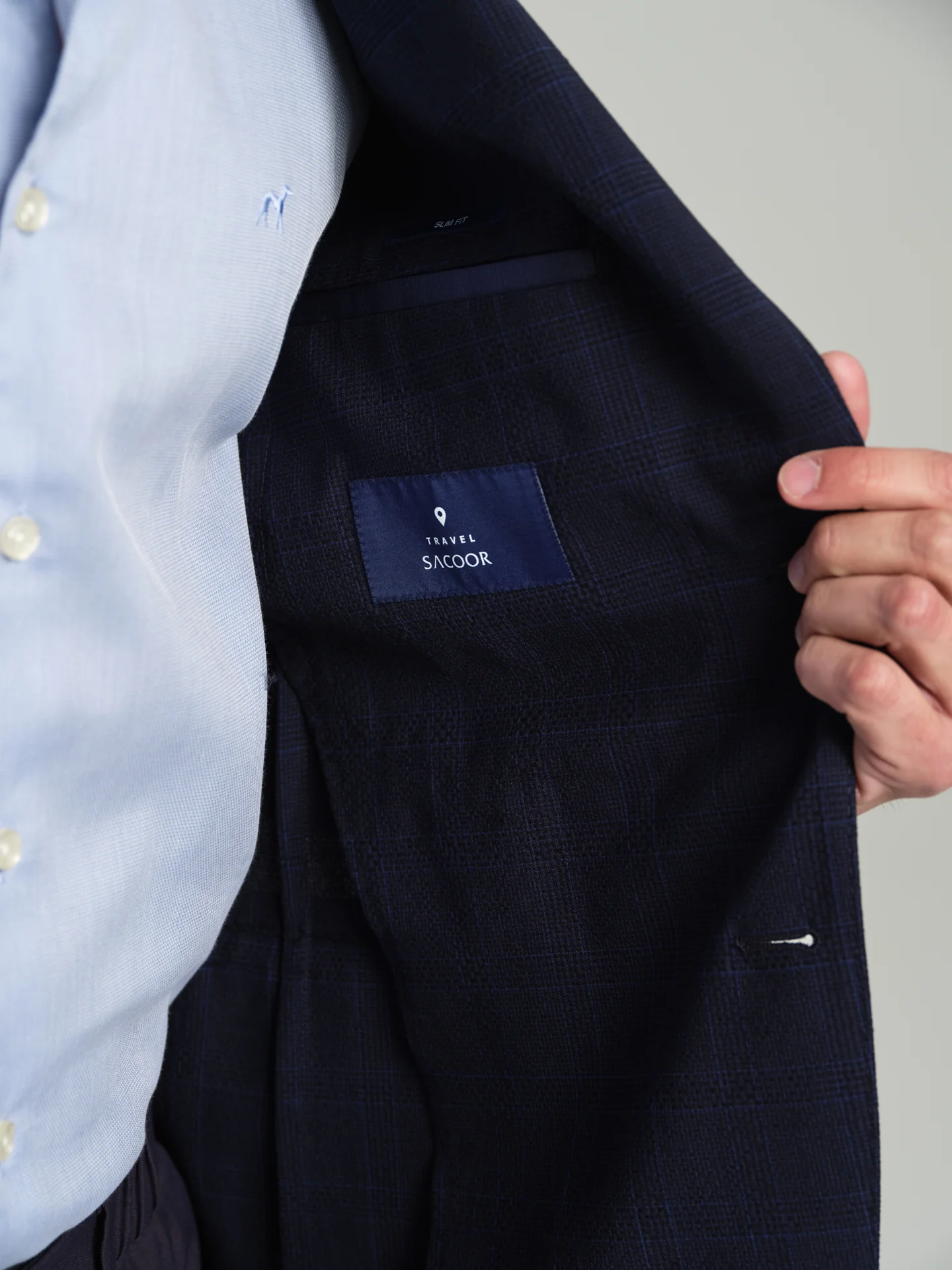 Packable slim fit check blazer - Image 4